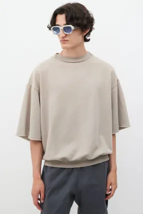 Beige Short Sleeve Sweatshirt