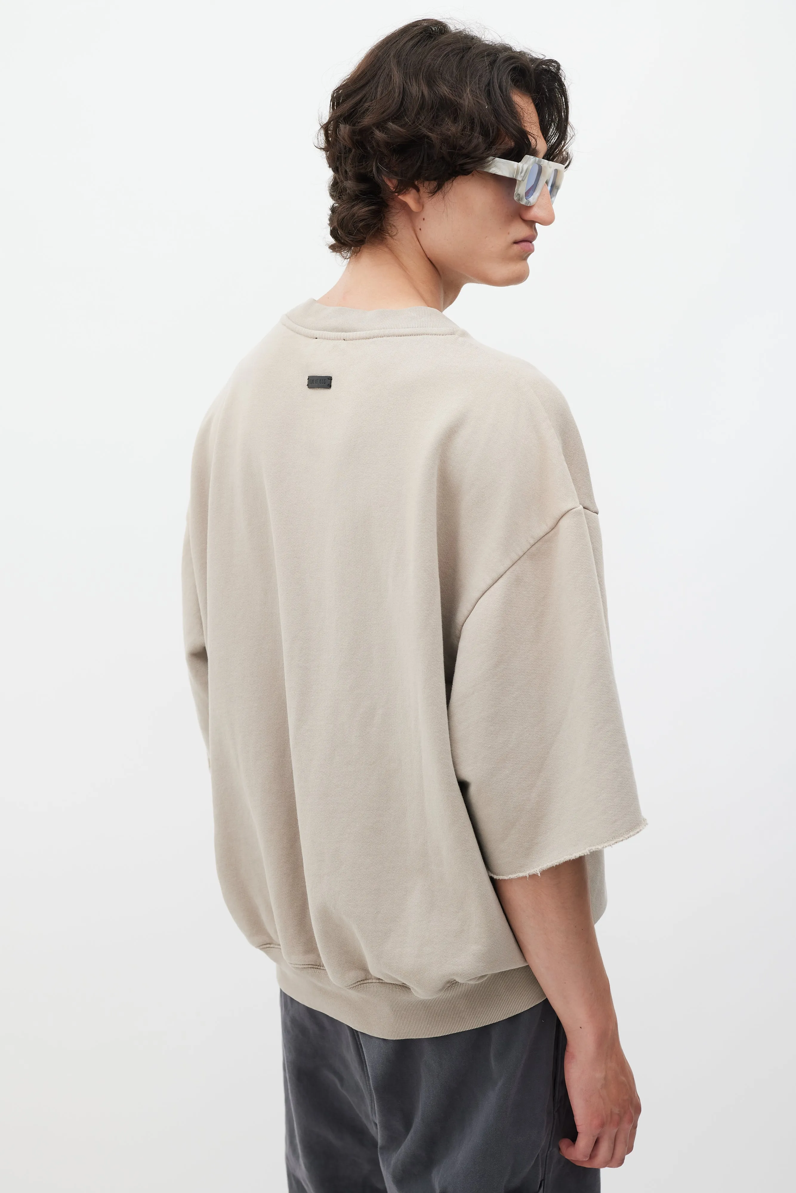 Beige Short Sleeve Sweatshirt
