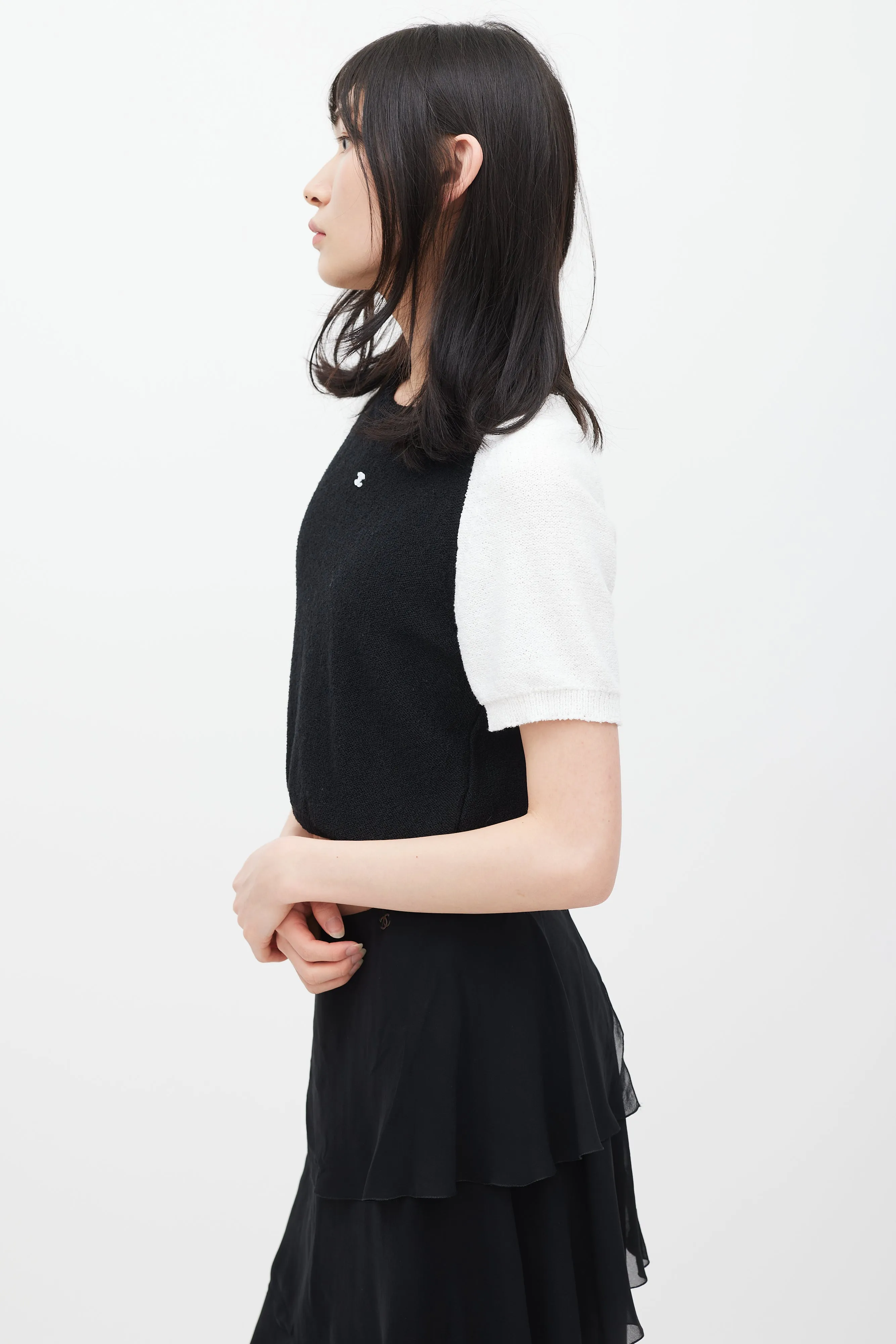 Black & White CC Short Sleeve Sweater