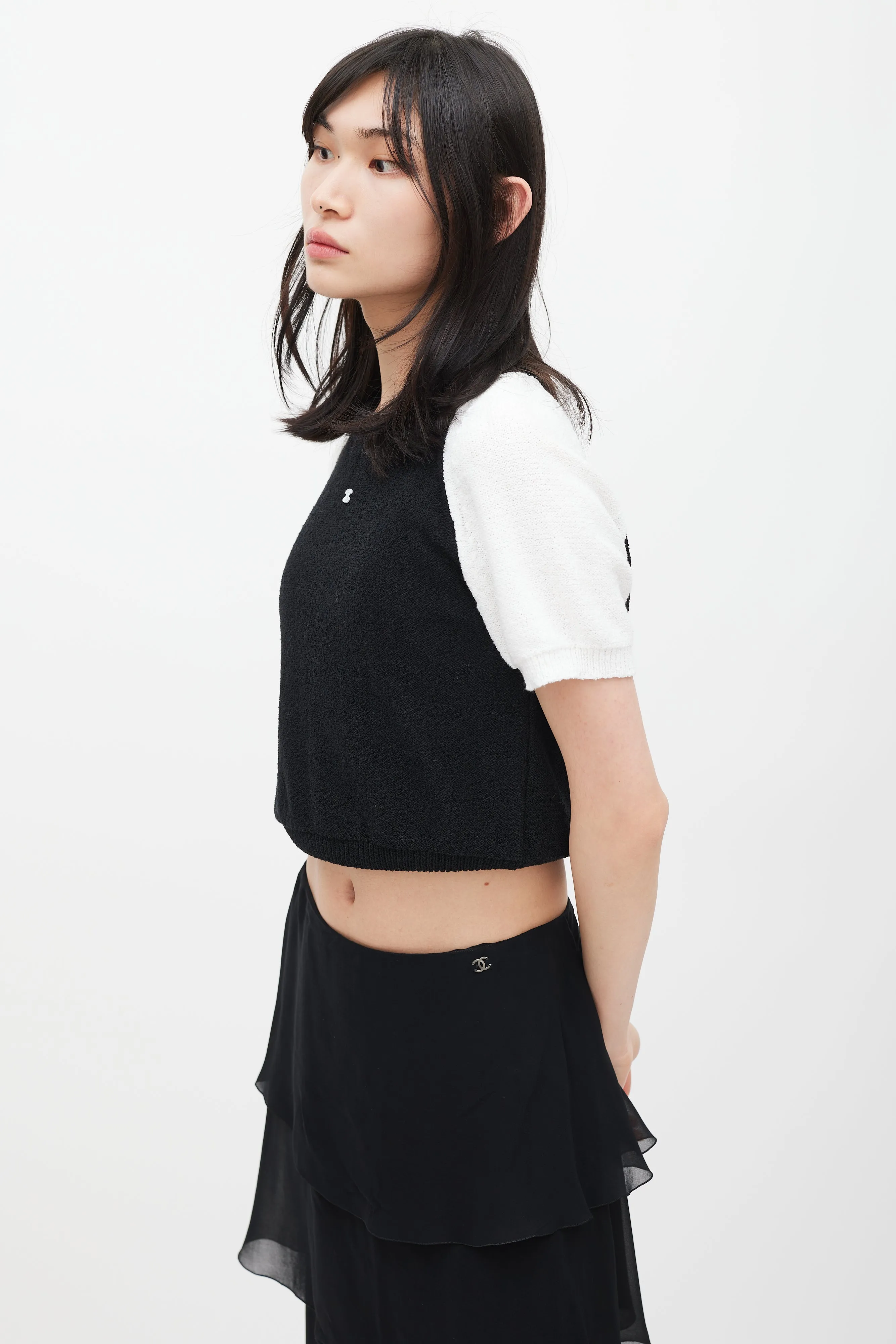 Black & White CC Short Sleeve Sweater
