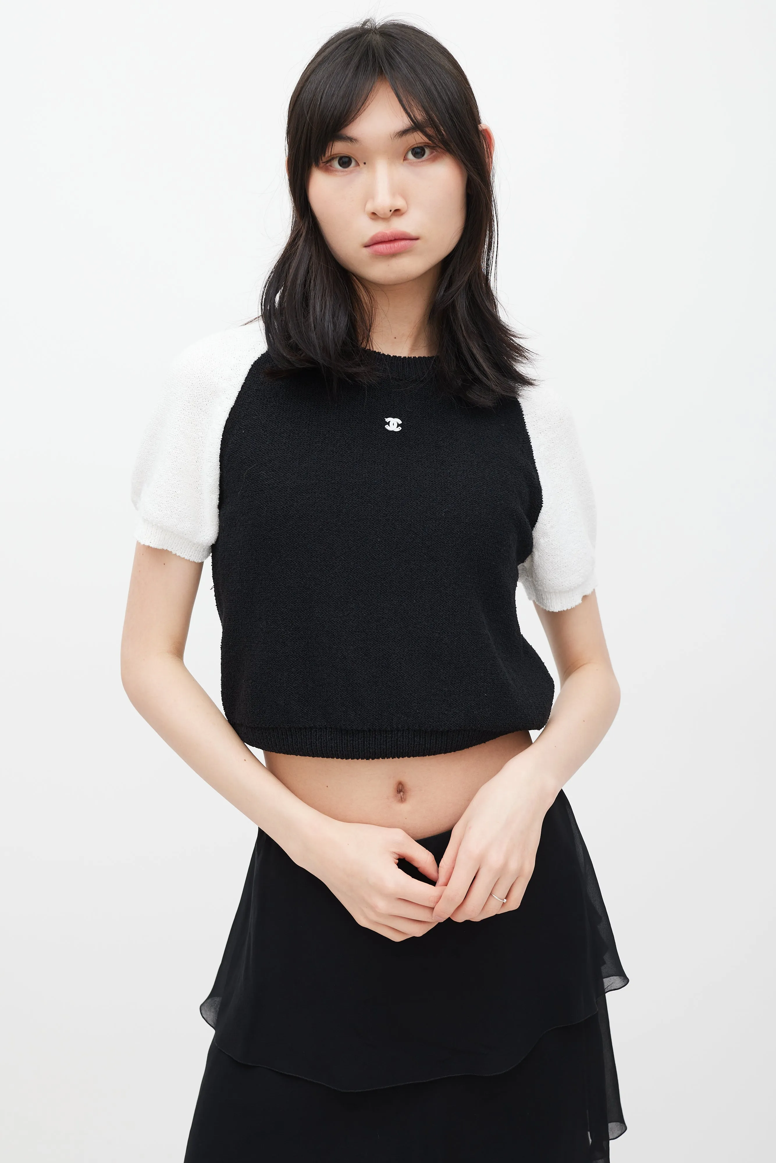 Black & White CC Short Sleeve Sweater