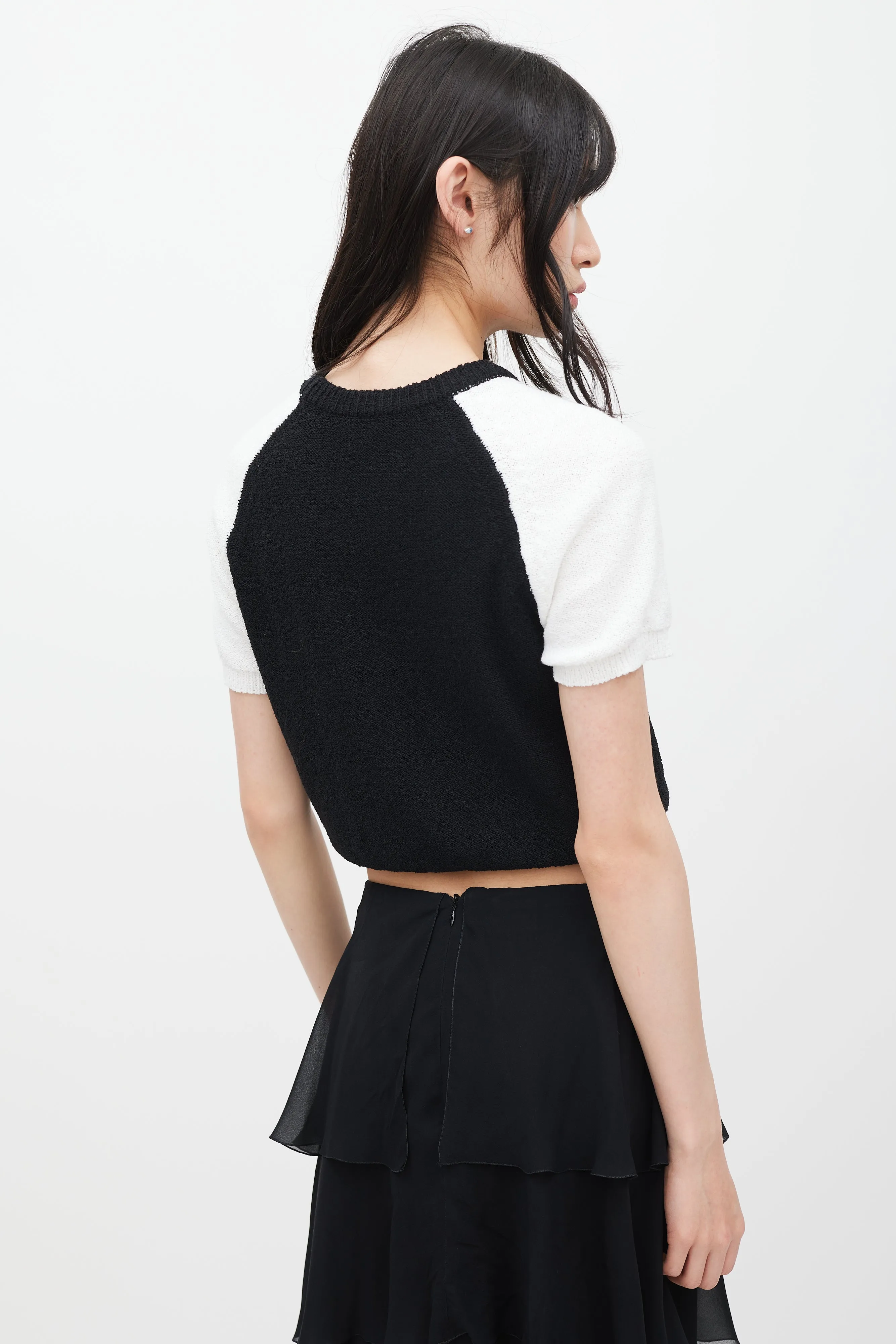 Black & White CC Short Sleeve Sweater