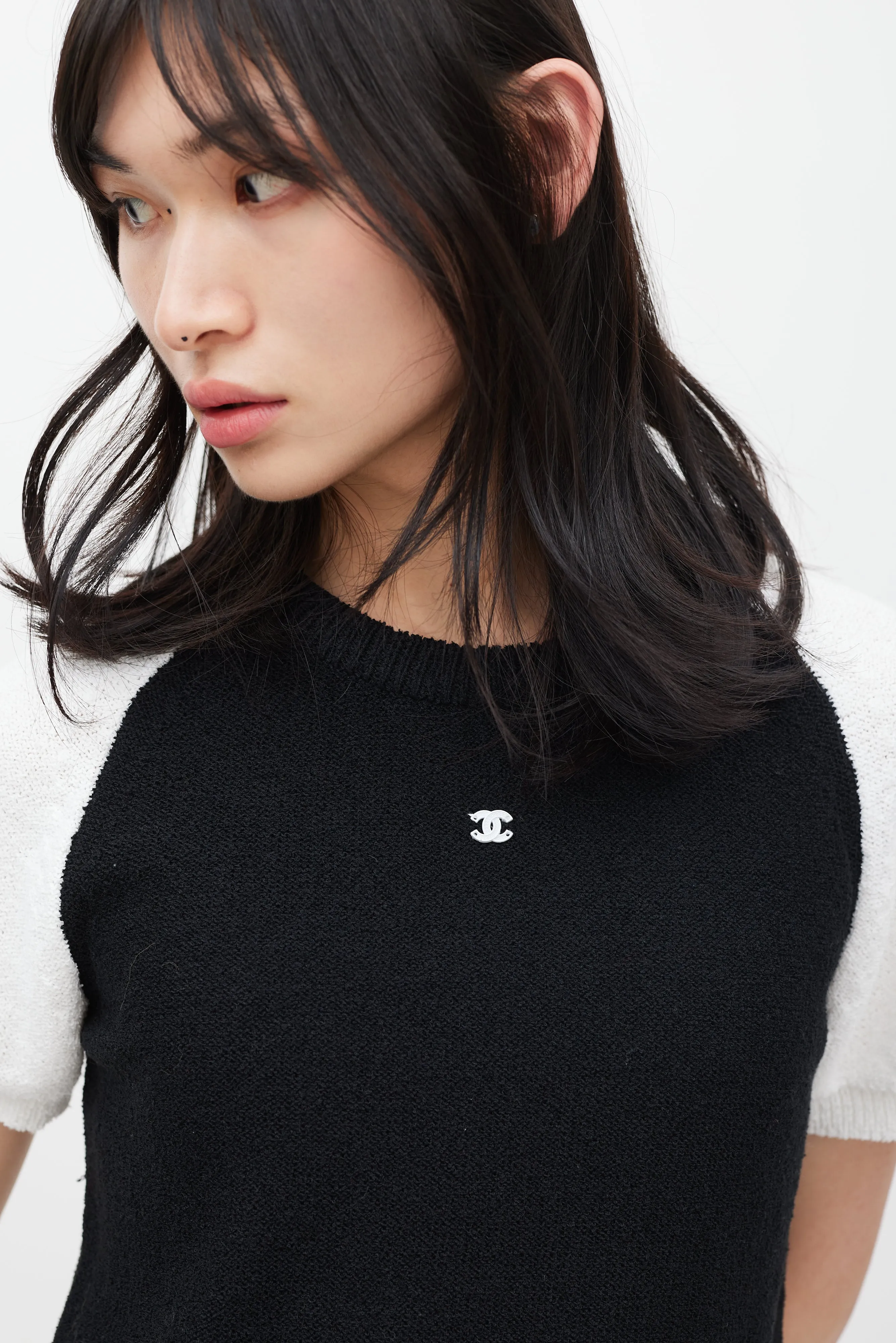 Black & White CC Short Sleeve Sweater