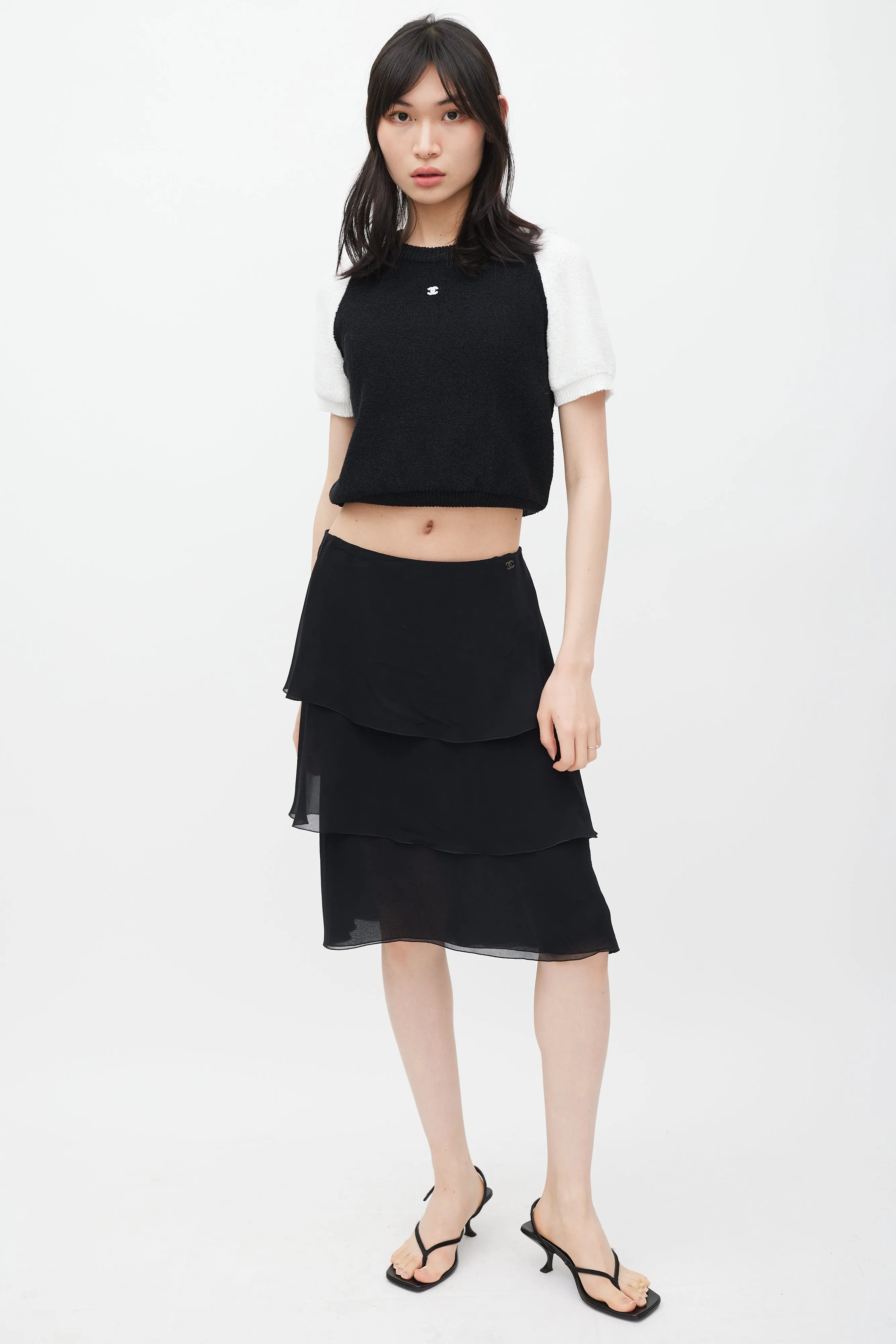 Black & White CC Short Sleeve Sweater