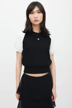 Black & White CC Short Sleeve Sweater