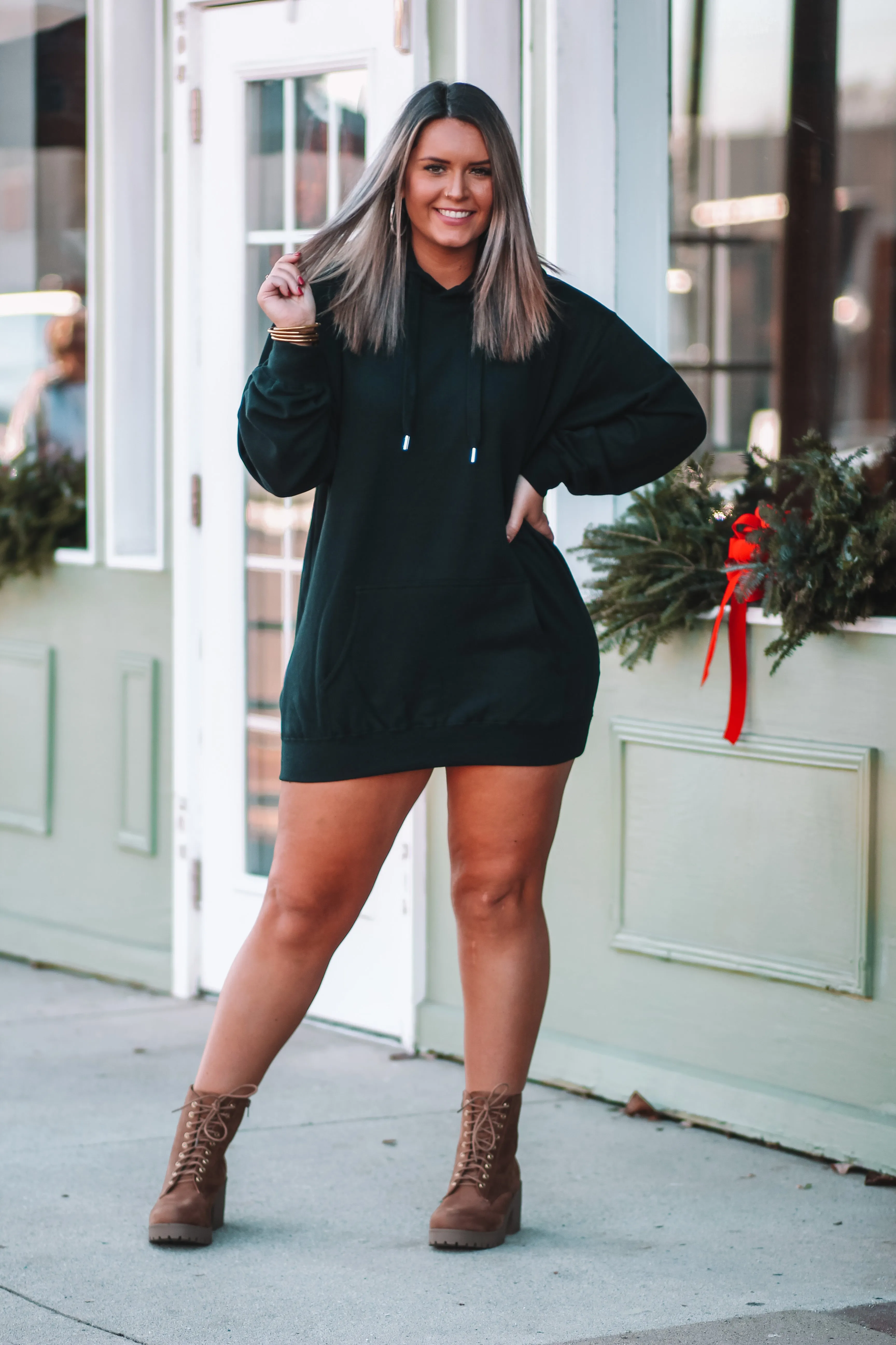 Black Oversized Hoodie Dress