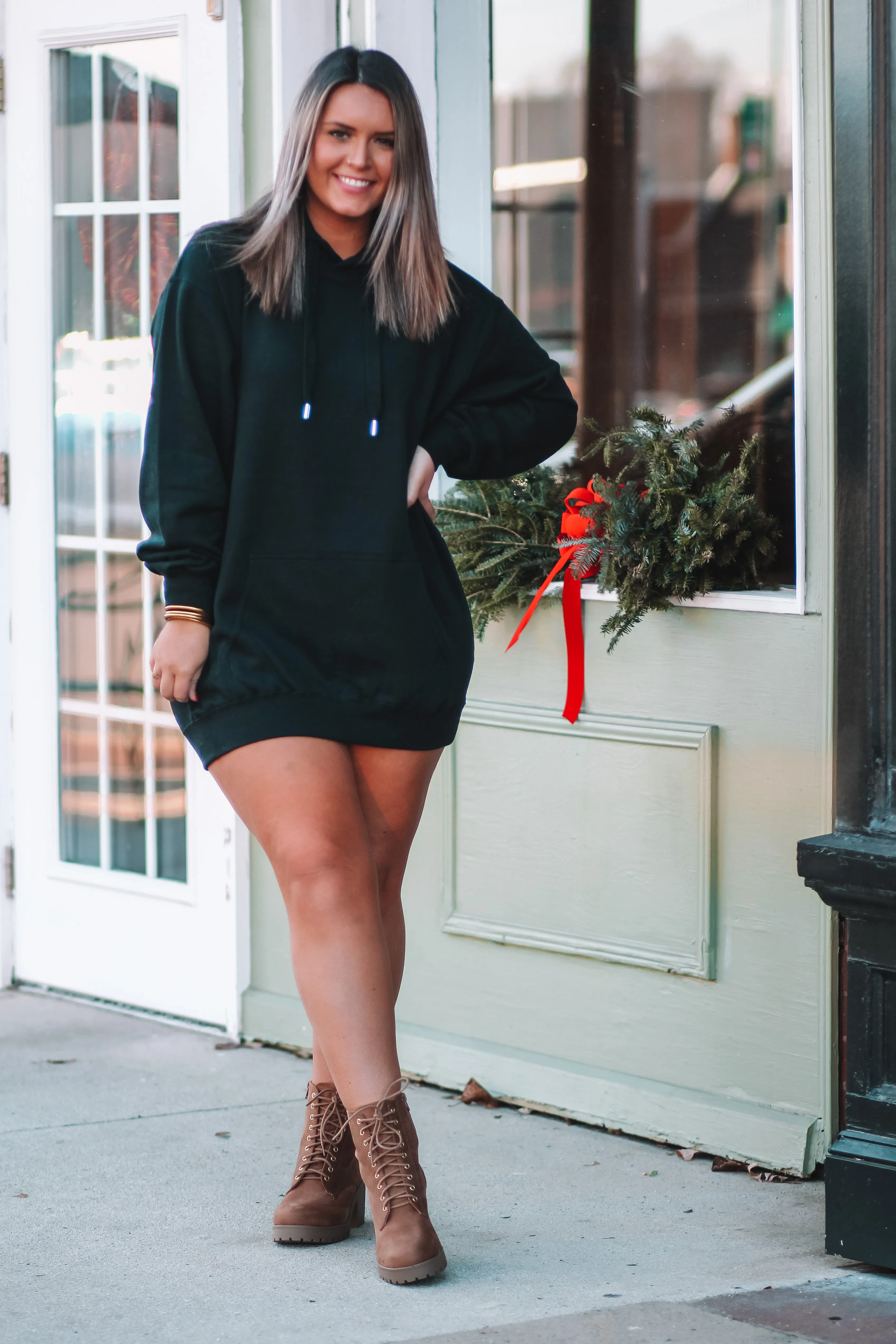 Black Oversized Hoodie Dress