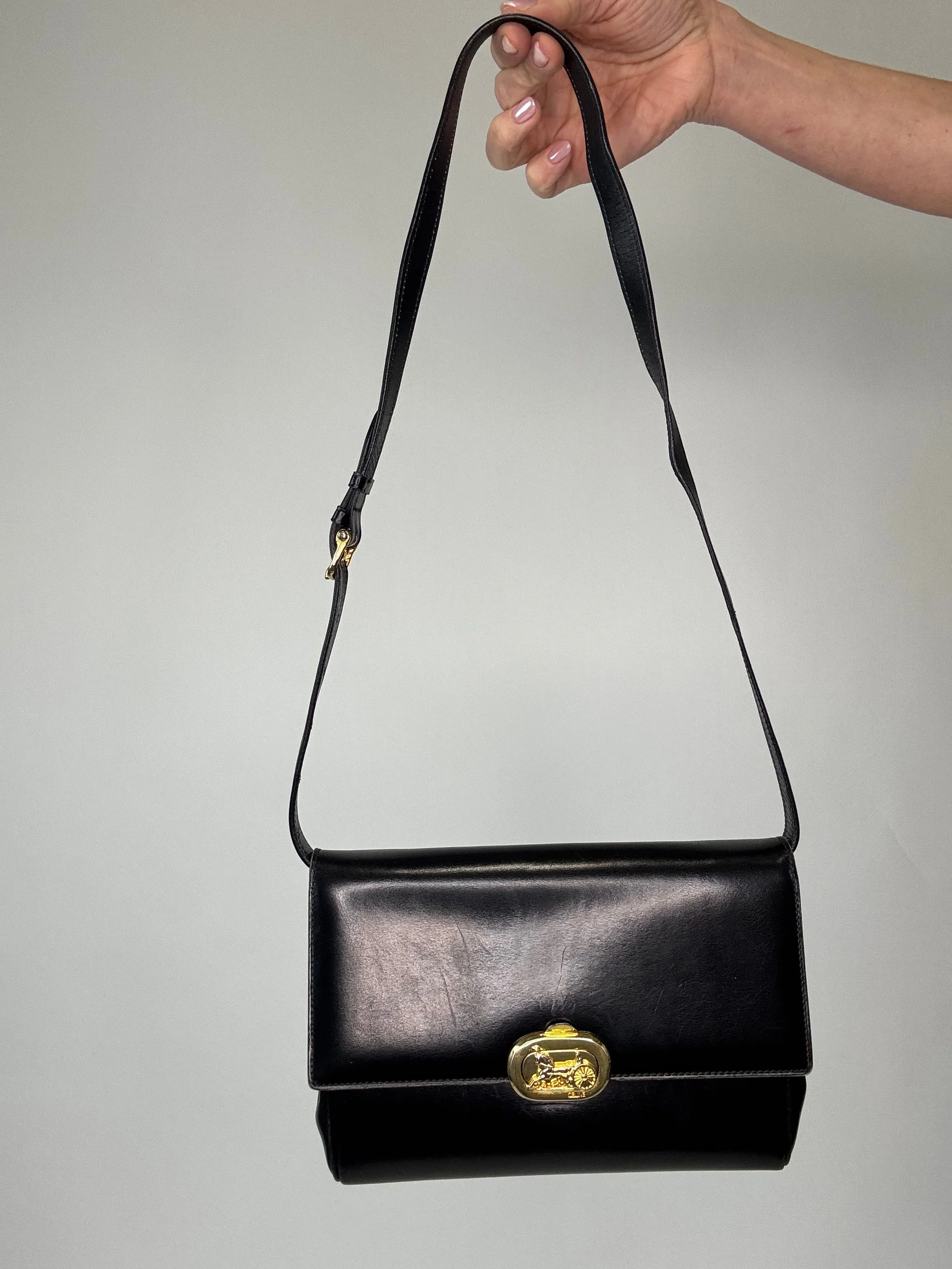 Celine Rare Horse Carriage Bag With Triomphe Chain