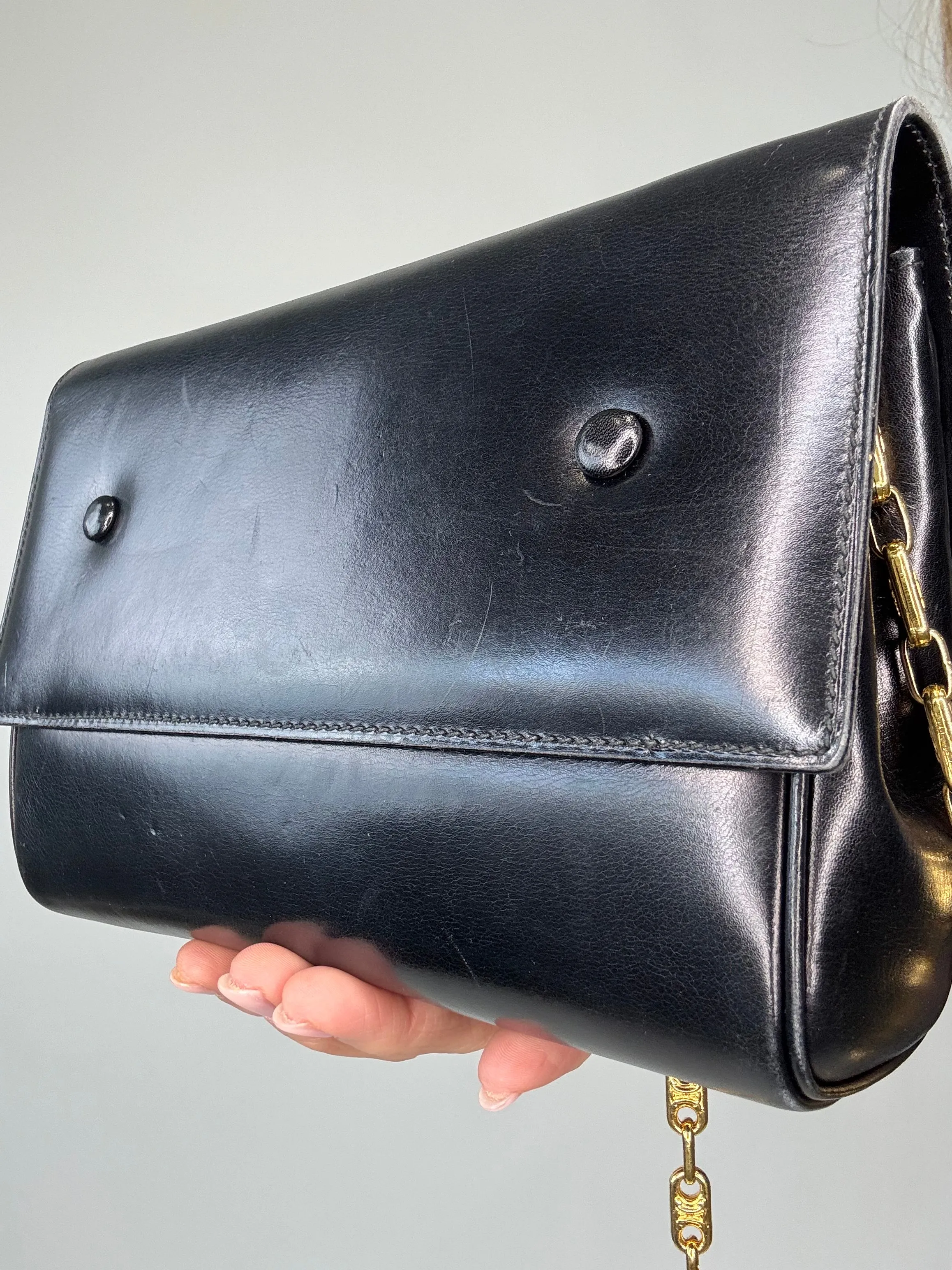 Celine Rare Horse Carriage Bag With Triomphe Chain