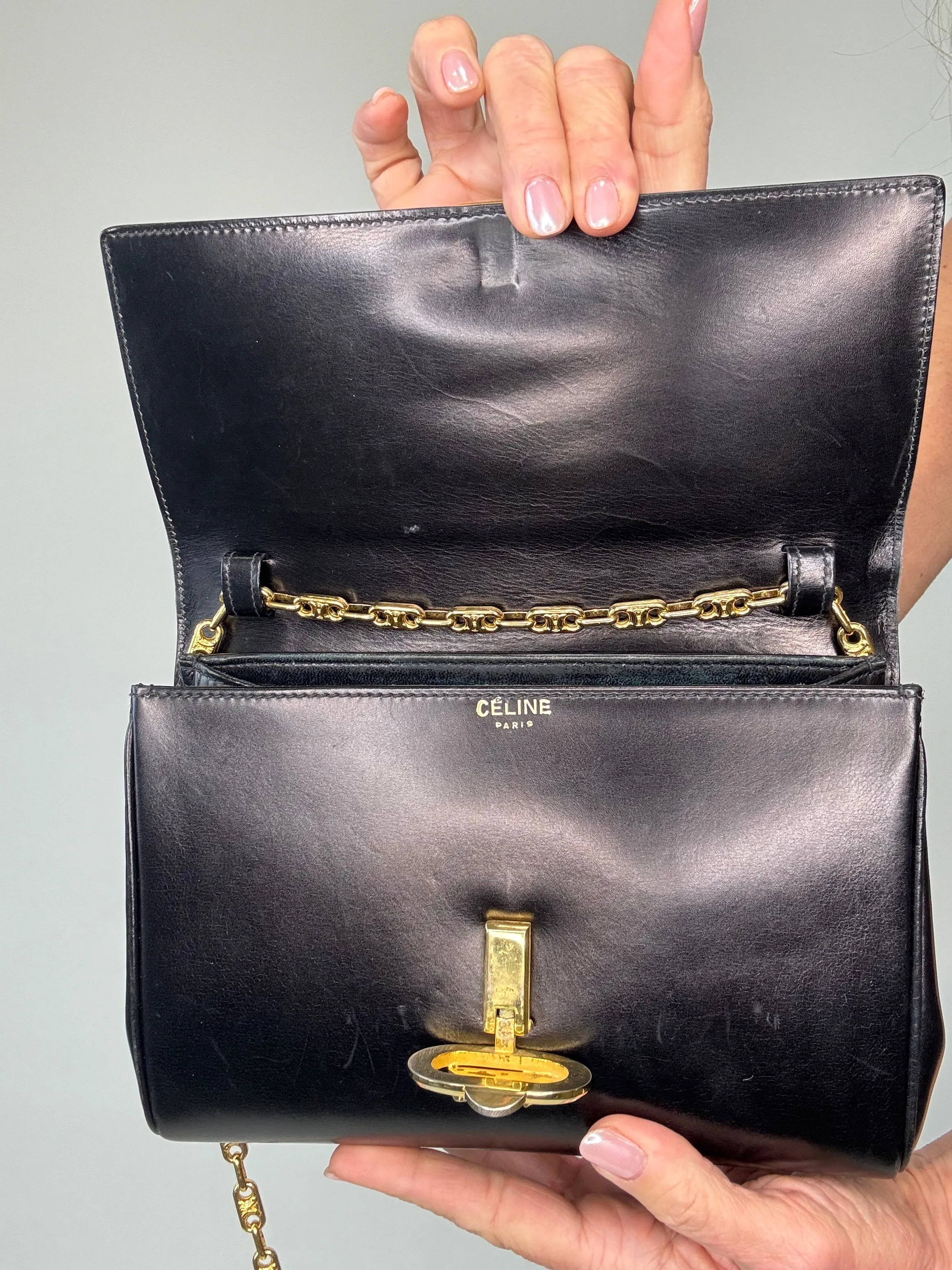 Celine Rare Horse Carriage Bag With Triomphe Chain