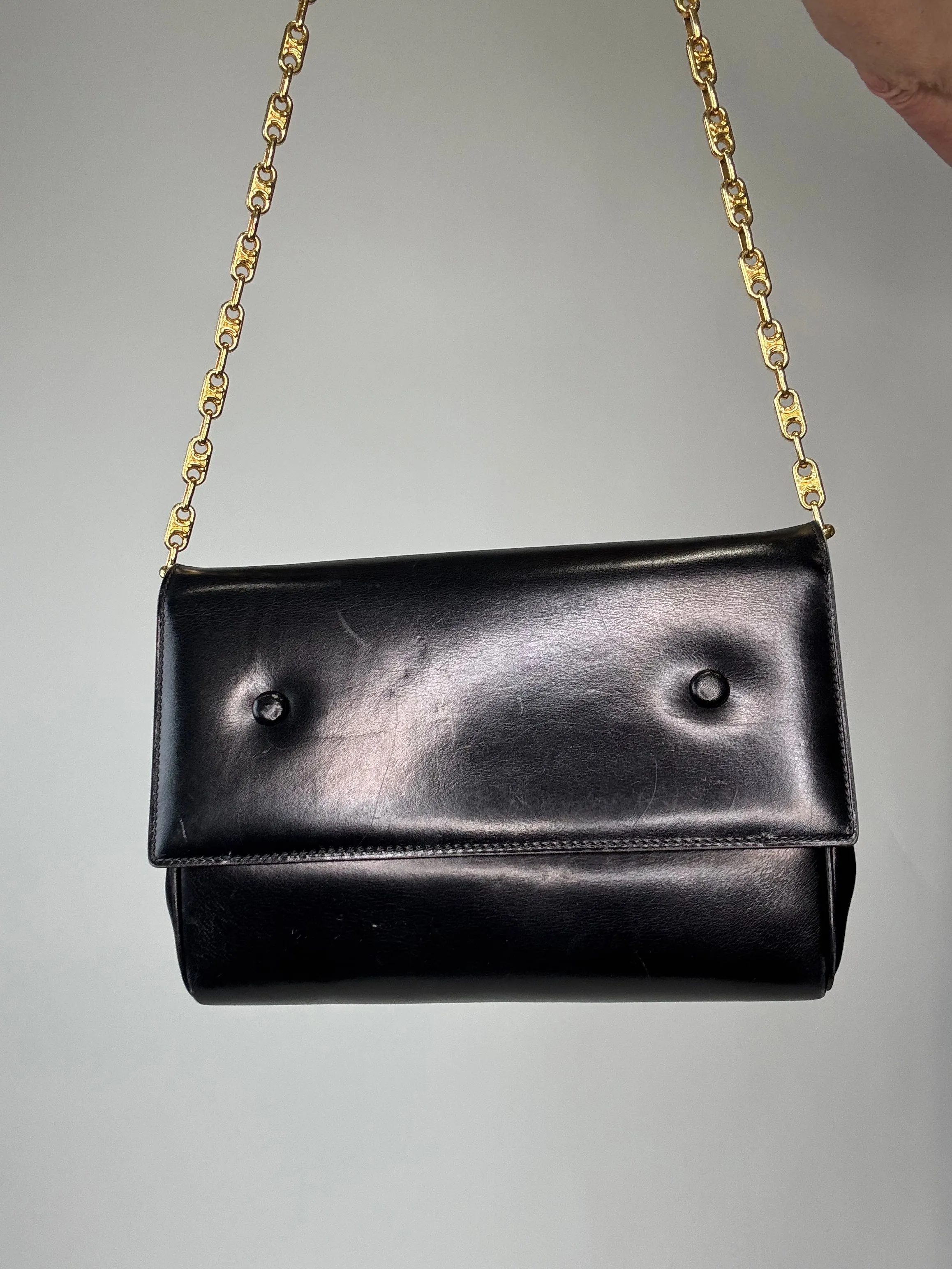 Celine Rare Horse Carriage Bag With Triomphe Chain
