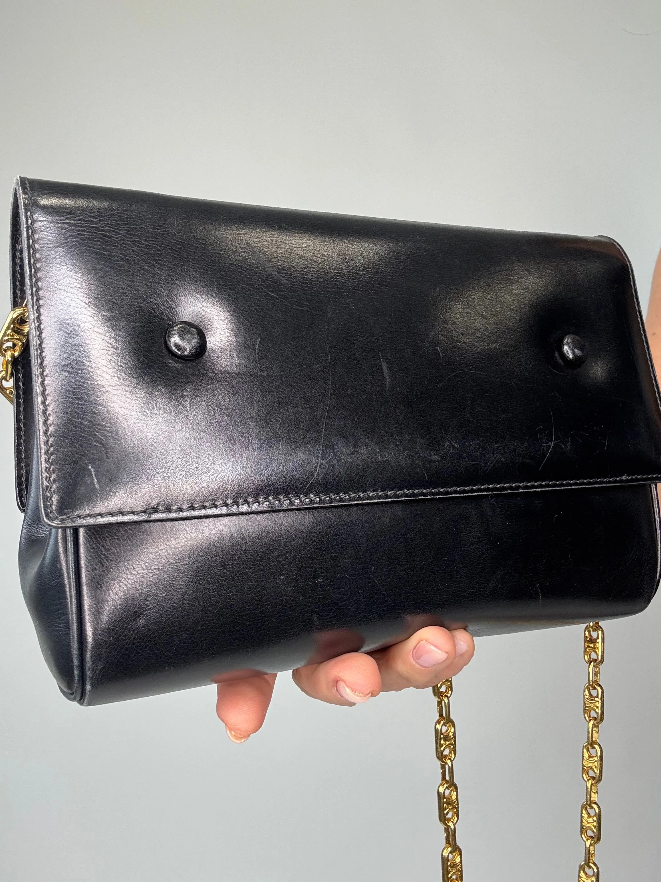 Celine Rare Horse Carriage Bag With Triomphe Chain