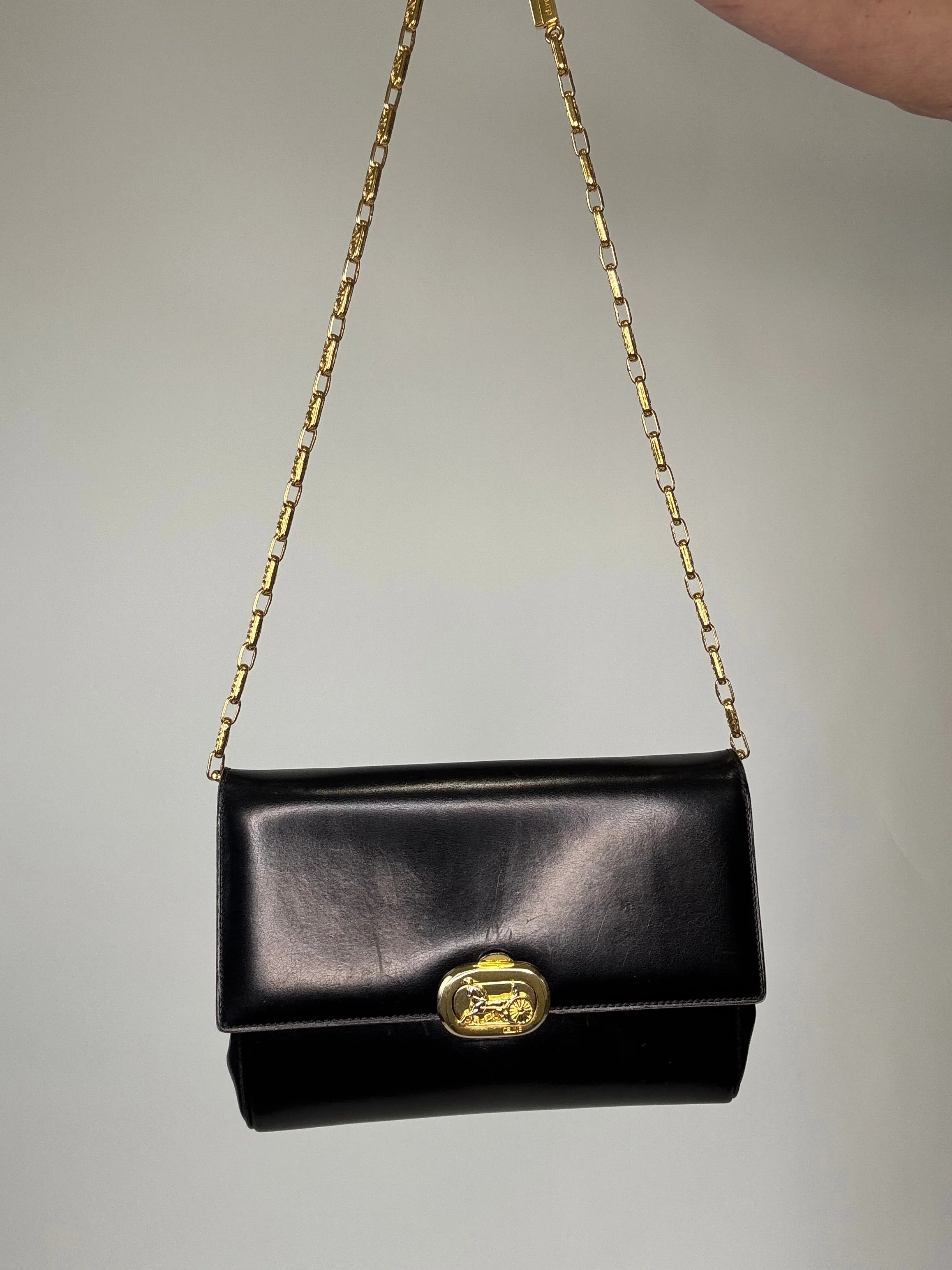 Celine Rare Horse Carriage Bag With Triomphe Chain