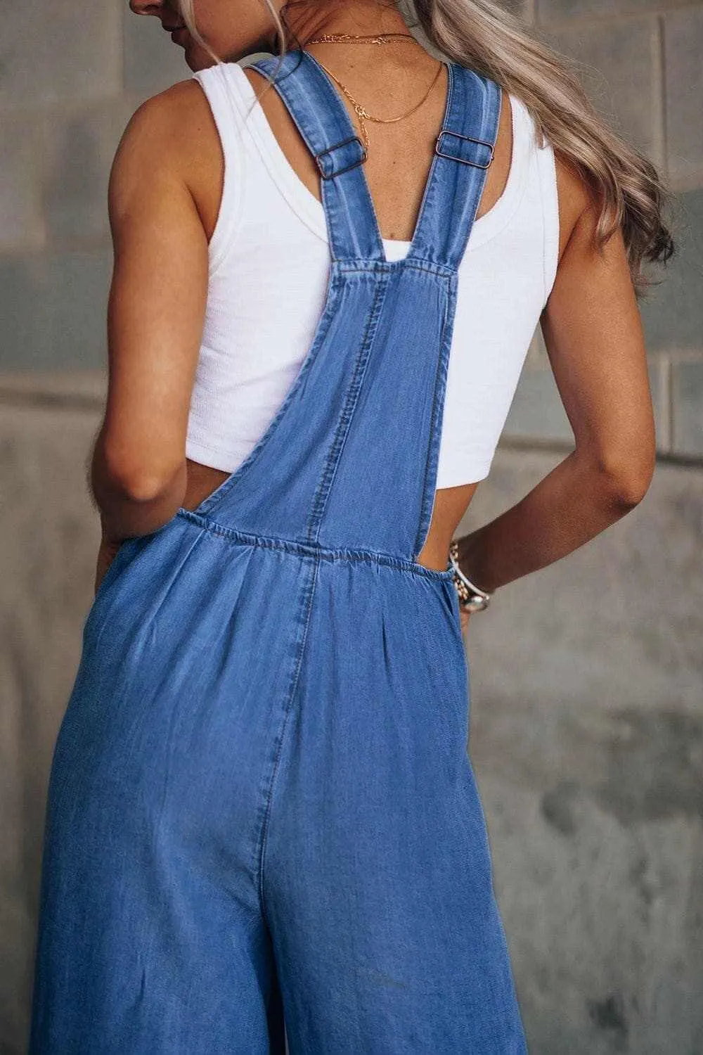 Chic distressed wide leg jumpsuit