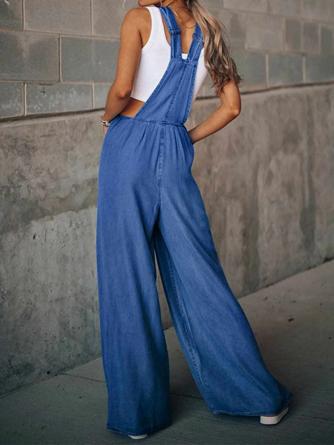 Chic distressed wide leg jumpsuit