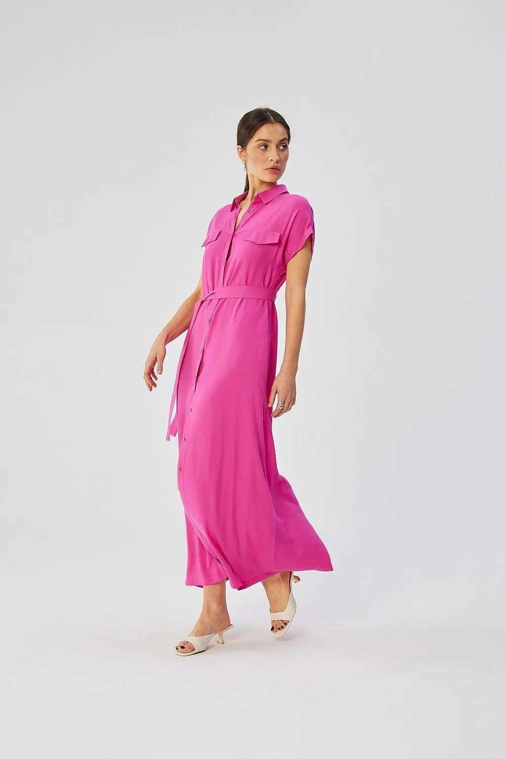 Chic Viscose Collared Maxi Dress