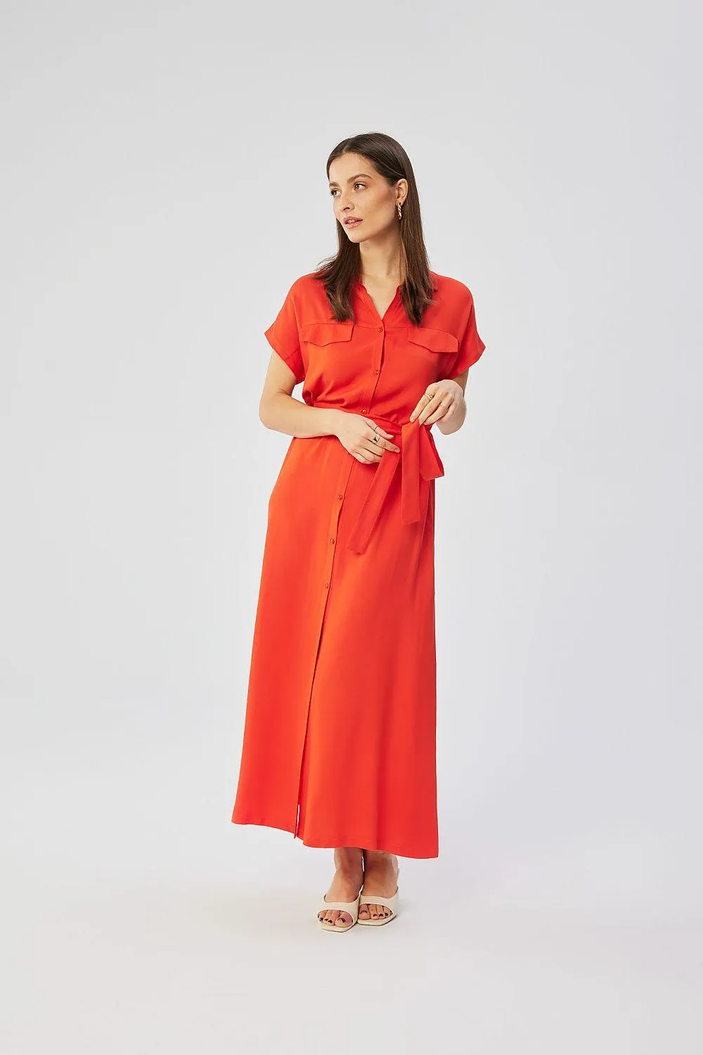 Chic Viscose Collared Maxi Dress