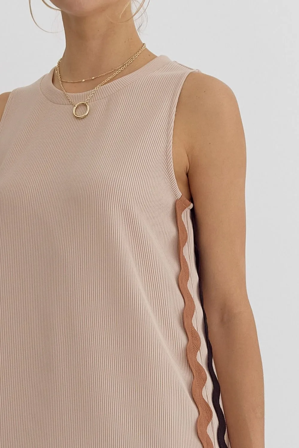 Christi Sleeveless Midi Dress in Taupe