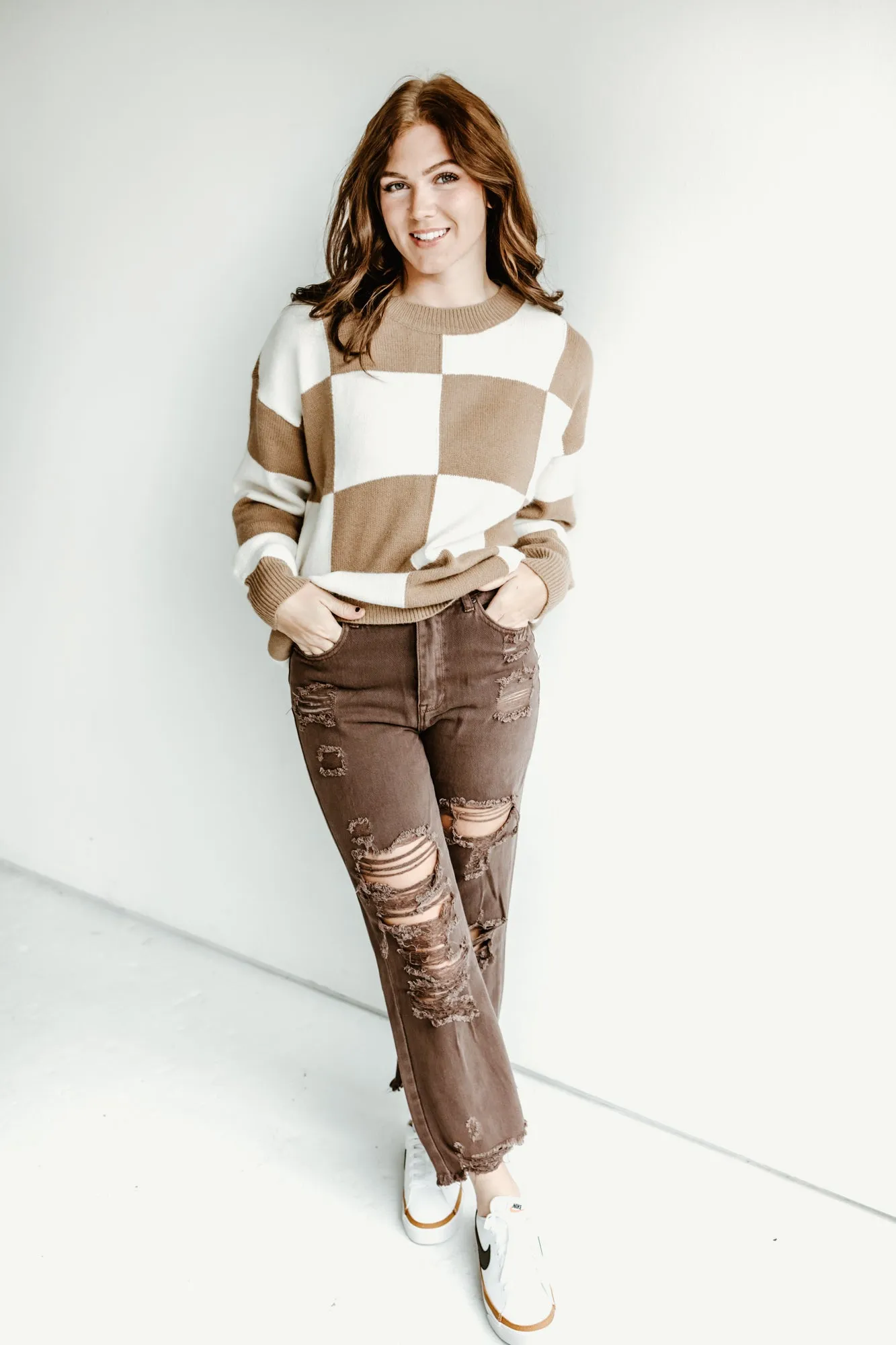 Classic Checker Round Neck Sweater