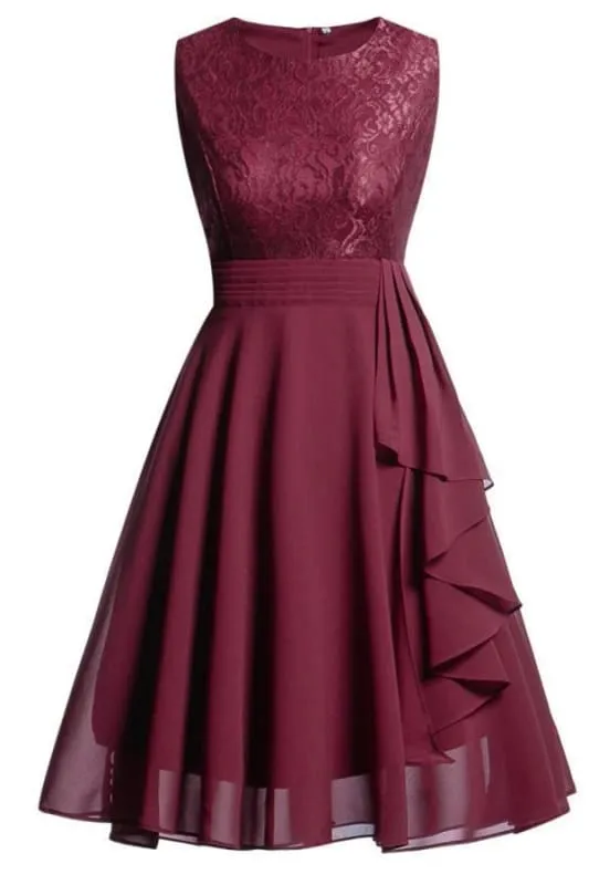 Elegant Long Dress Pageant Lace Midi Dress