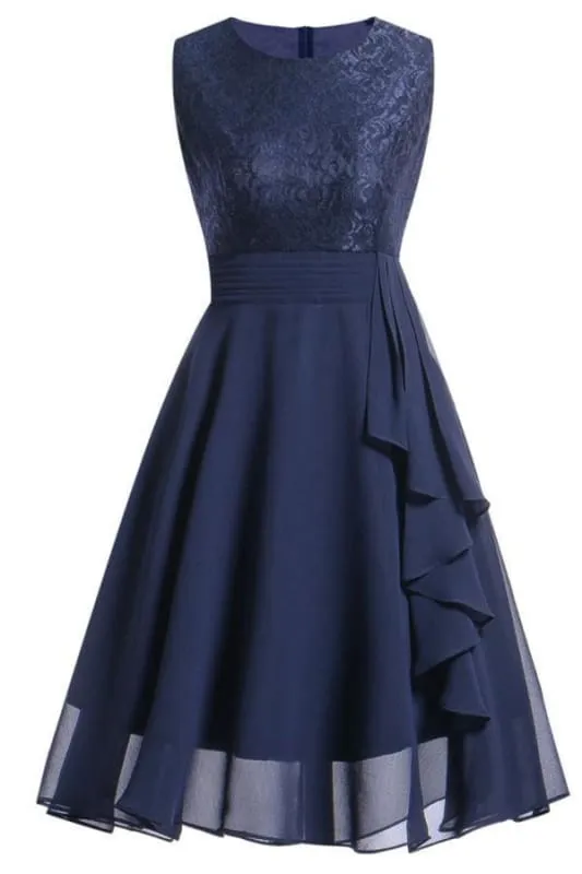 Elegant Long Dress Pageant Lace Midi Dress