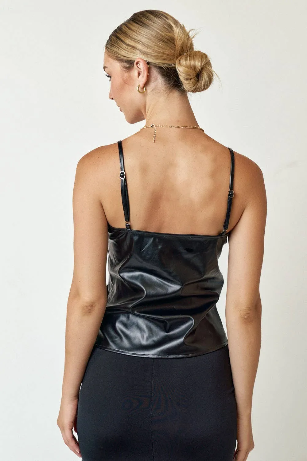 Elsa's Faux Leather Cami Top