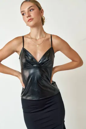 Elsa's Faux Leather Cami Top