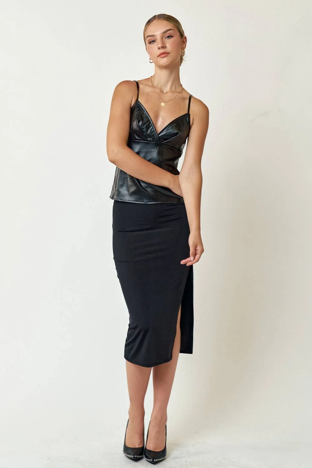 Elsa's Faux Leather Cami Top