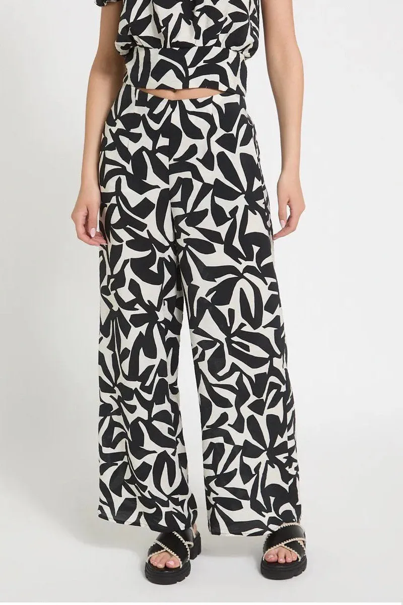 Ex Dunnes Store Monochrome Wide Leg Trousers