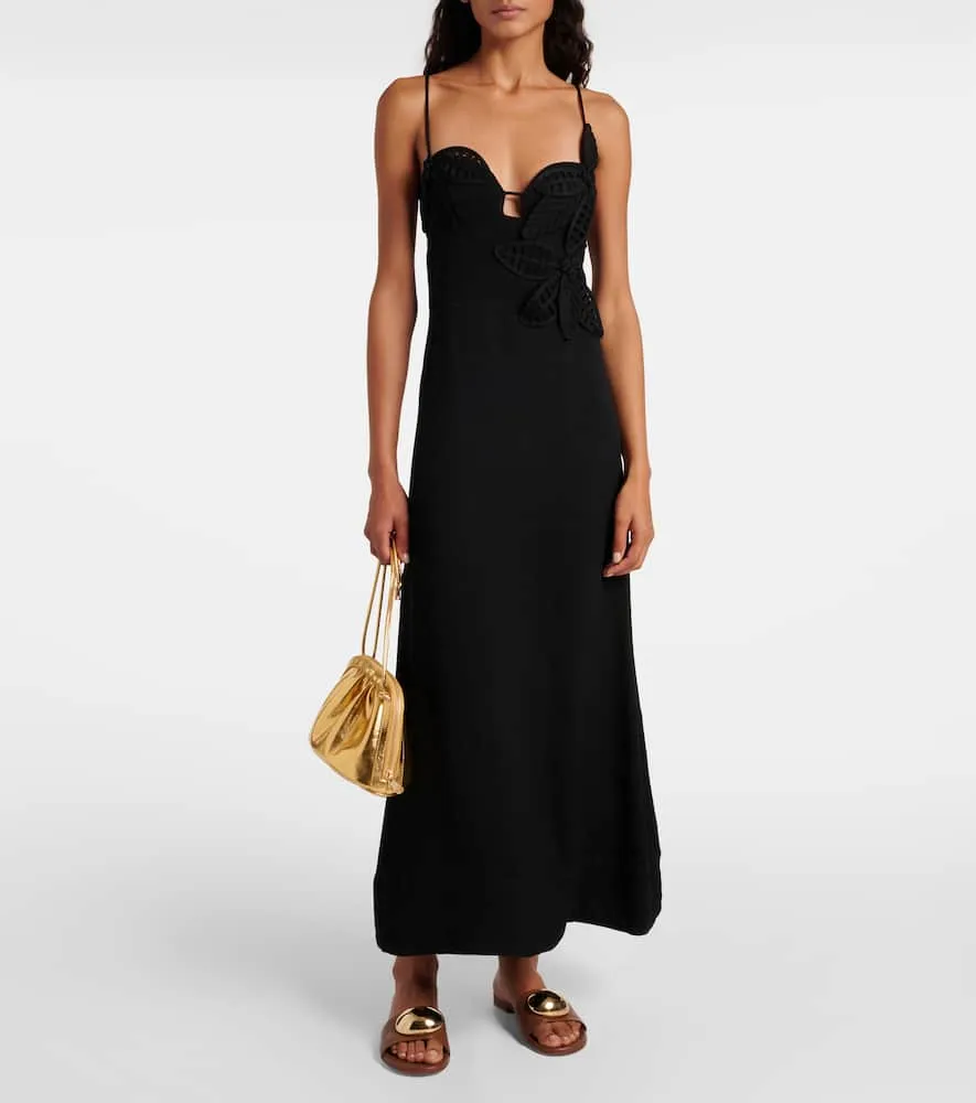 Farm Rio Lace-trimmed maxi dress