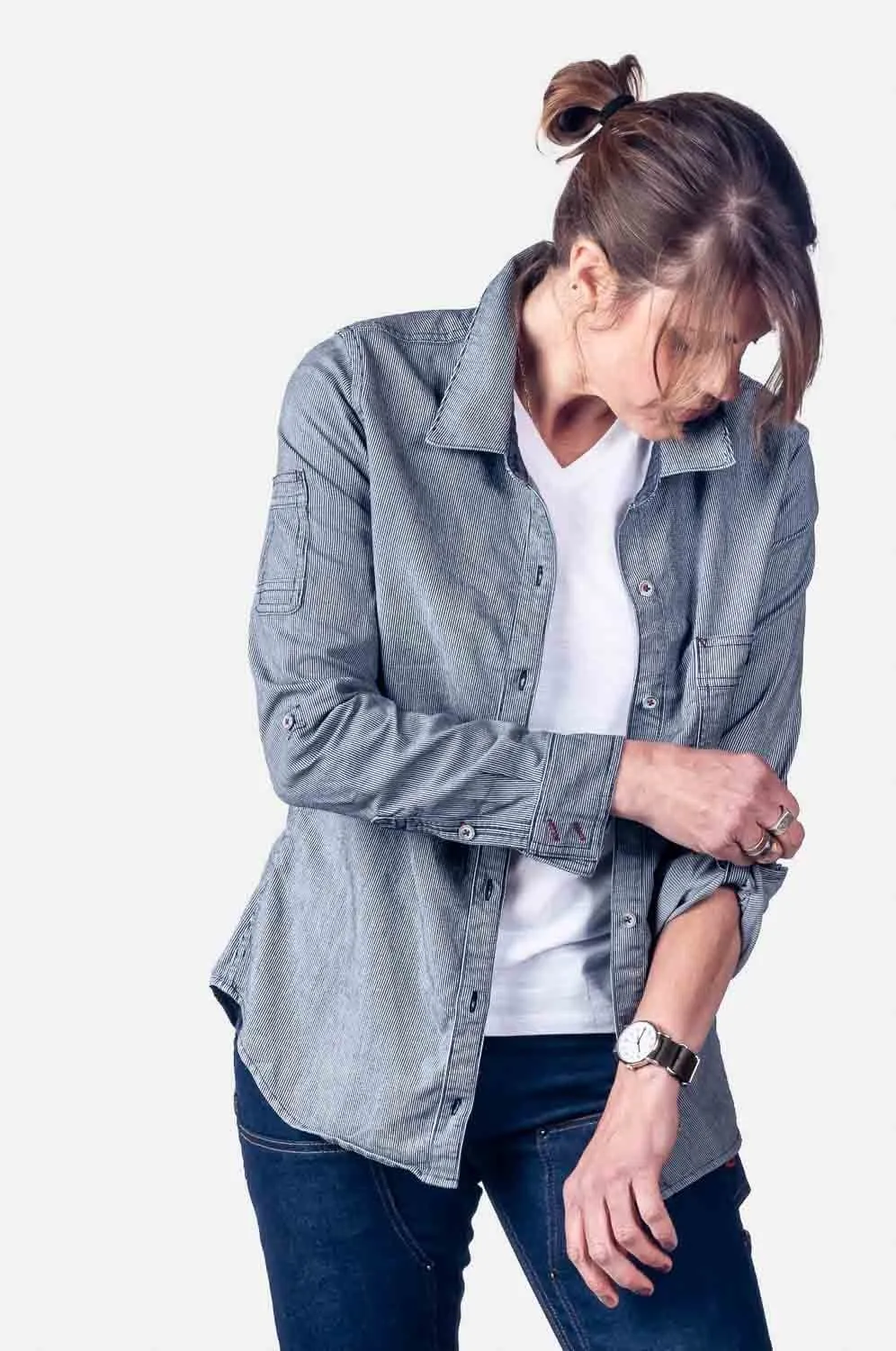 Givens Work Shirt in Indigo Stripe