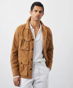 Italian Suede Field Jacket in Tan Italian Suede Field Jacket in Tan