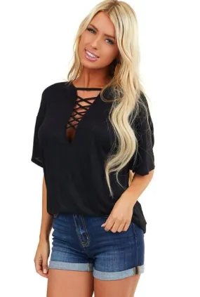 Low V Laced Oversized Tee