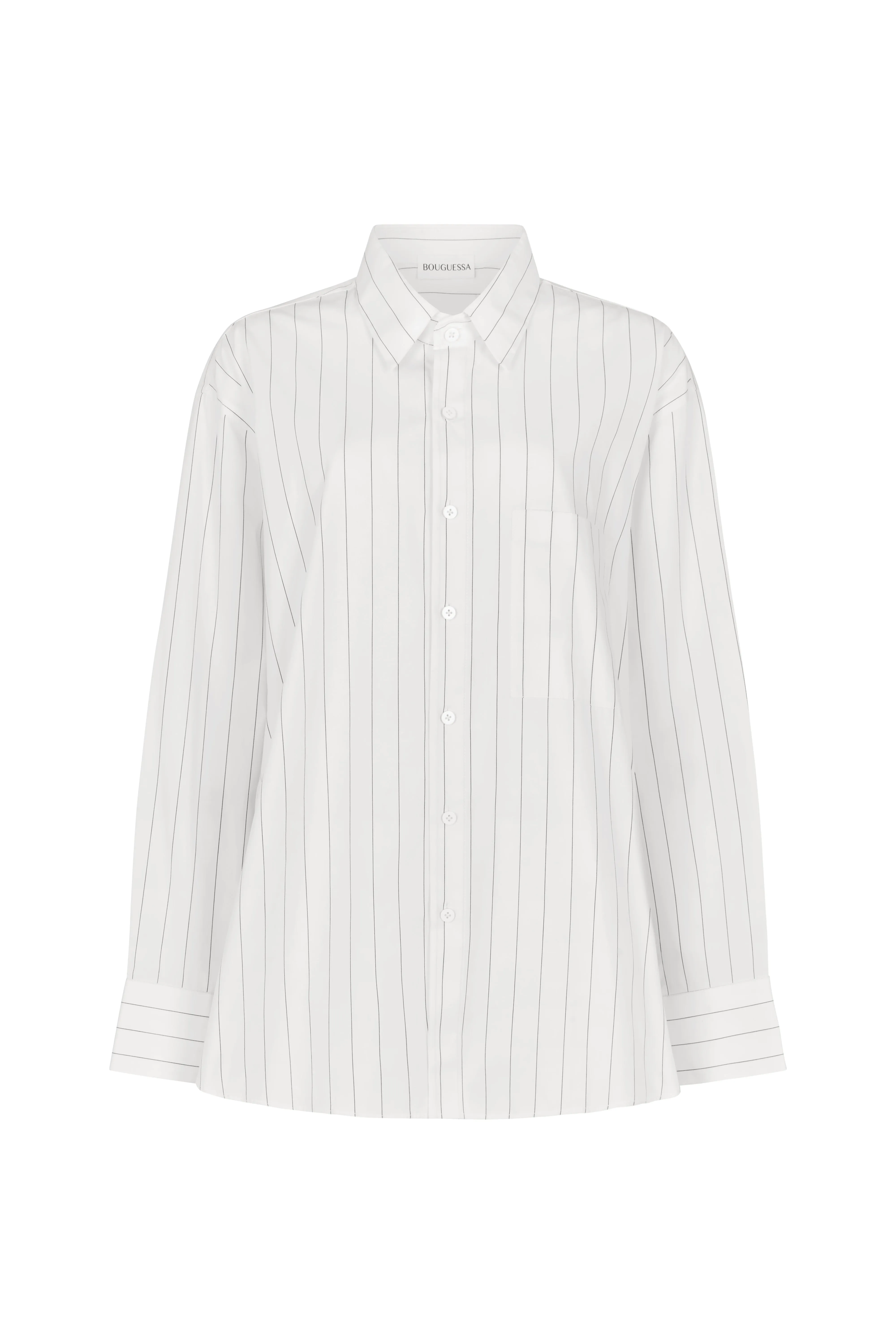 Maya Shirt - White/Black Pinstripe
