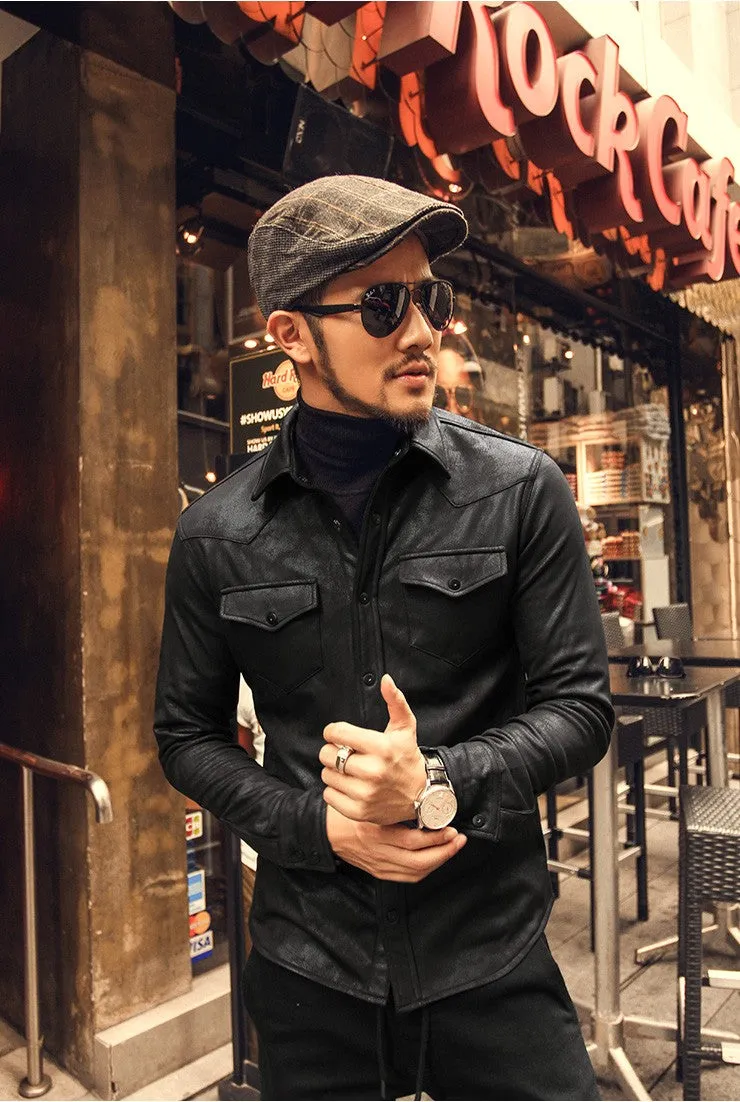 Men's Autumn Warm Cotton Slim Fit Long-Sleeved Shirt
