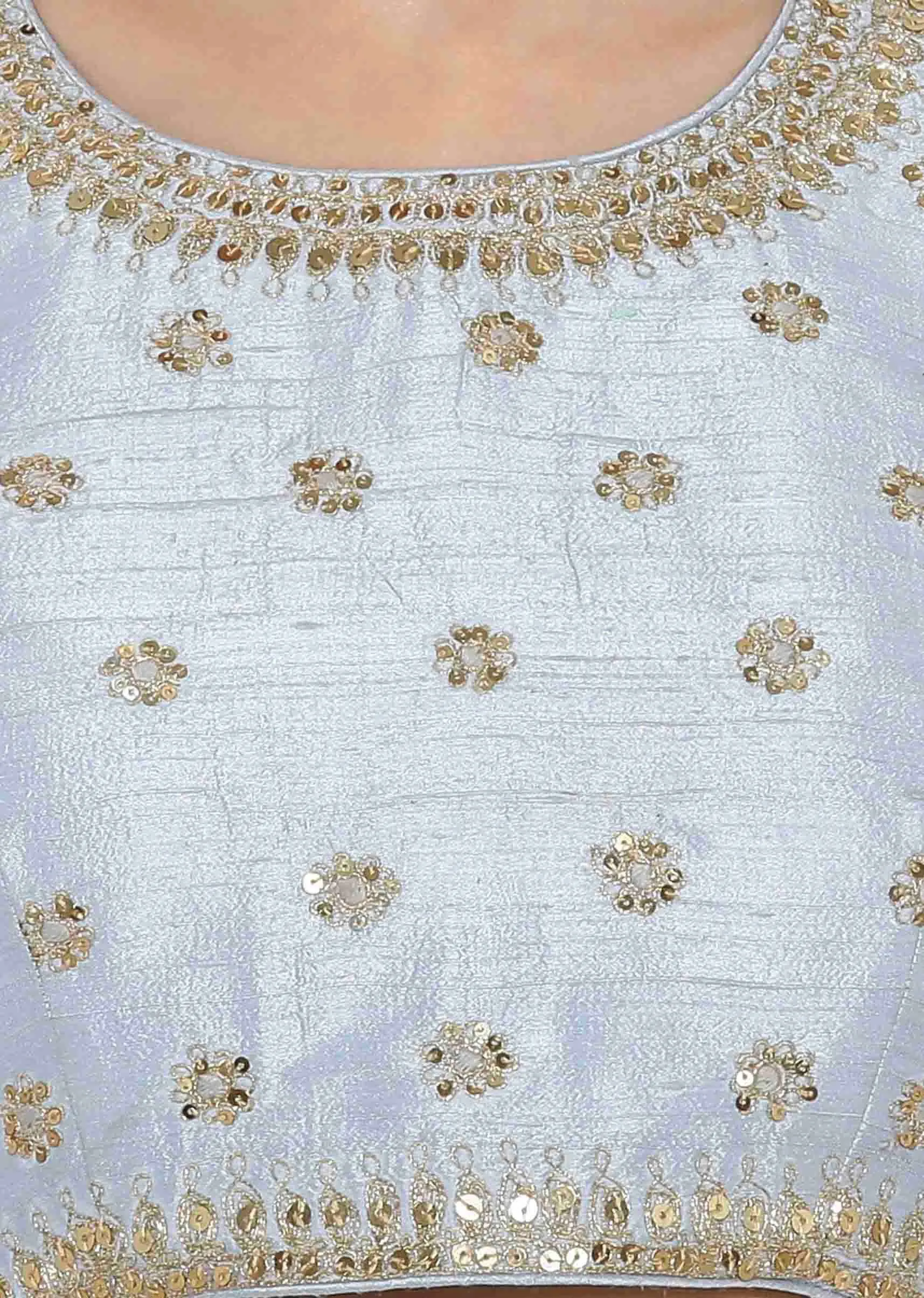 Mint Blue Blouse In Raw Silk With Sequins Embroidery And Side Zip Online - Kalki Fashion