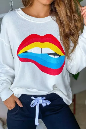 Off White Rainbow Lip Sweater