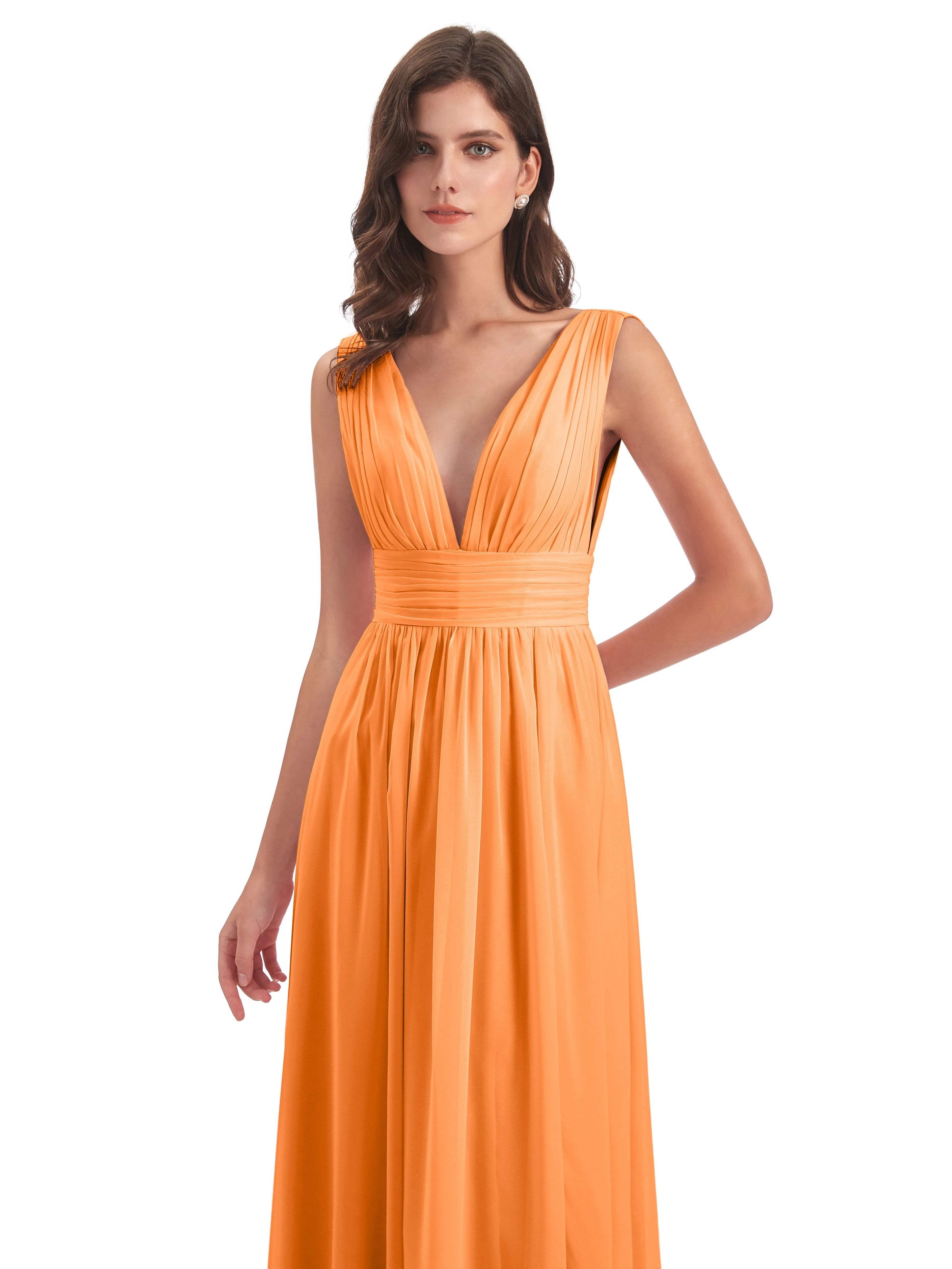 Orange Bridesmaid Dresses Uk Charming Chiffon V Neck Split Long Bridesmaid Dresses