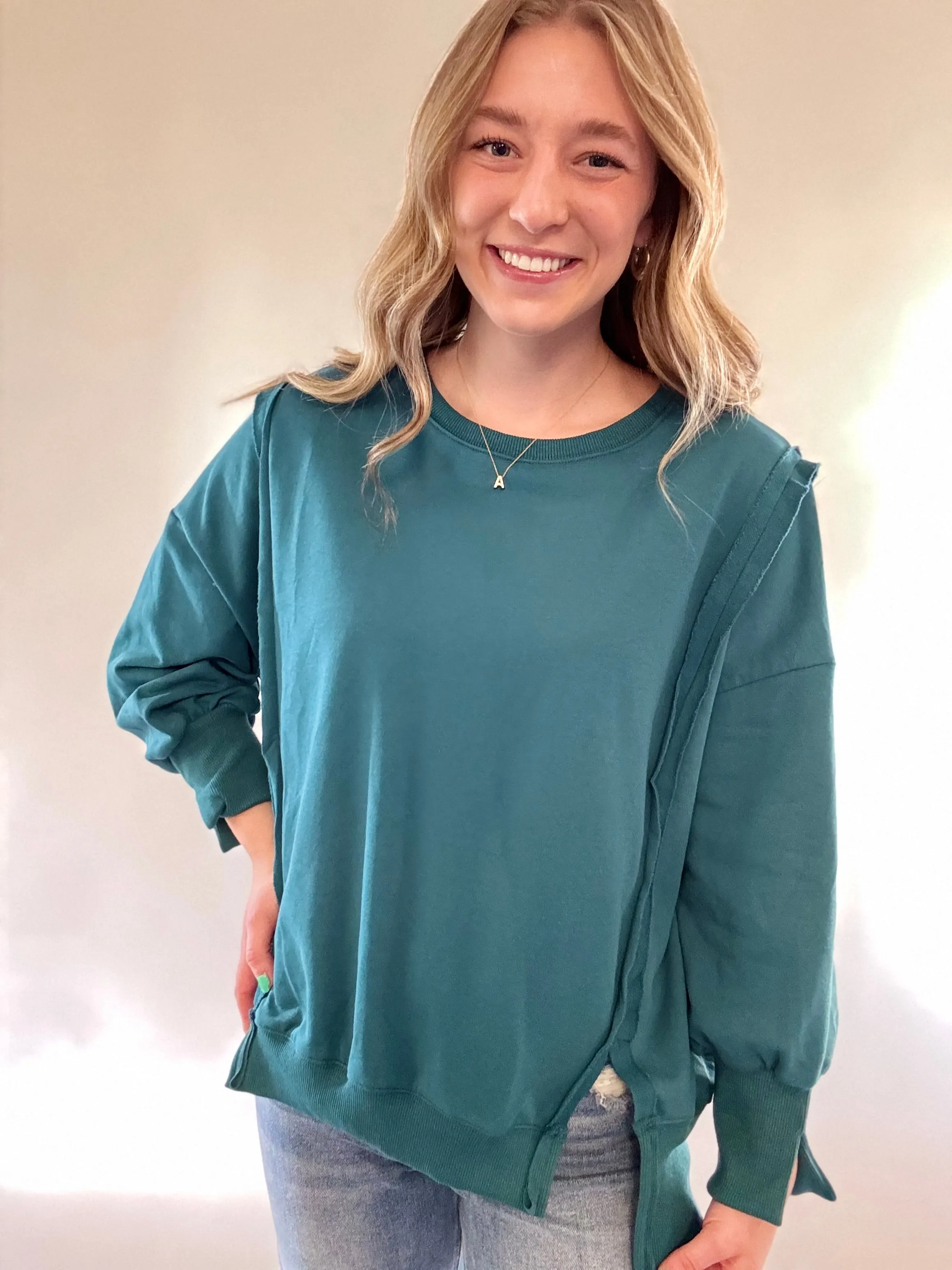 Oversized Crew with Trim Detail