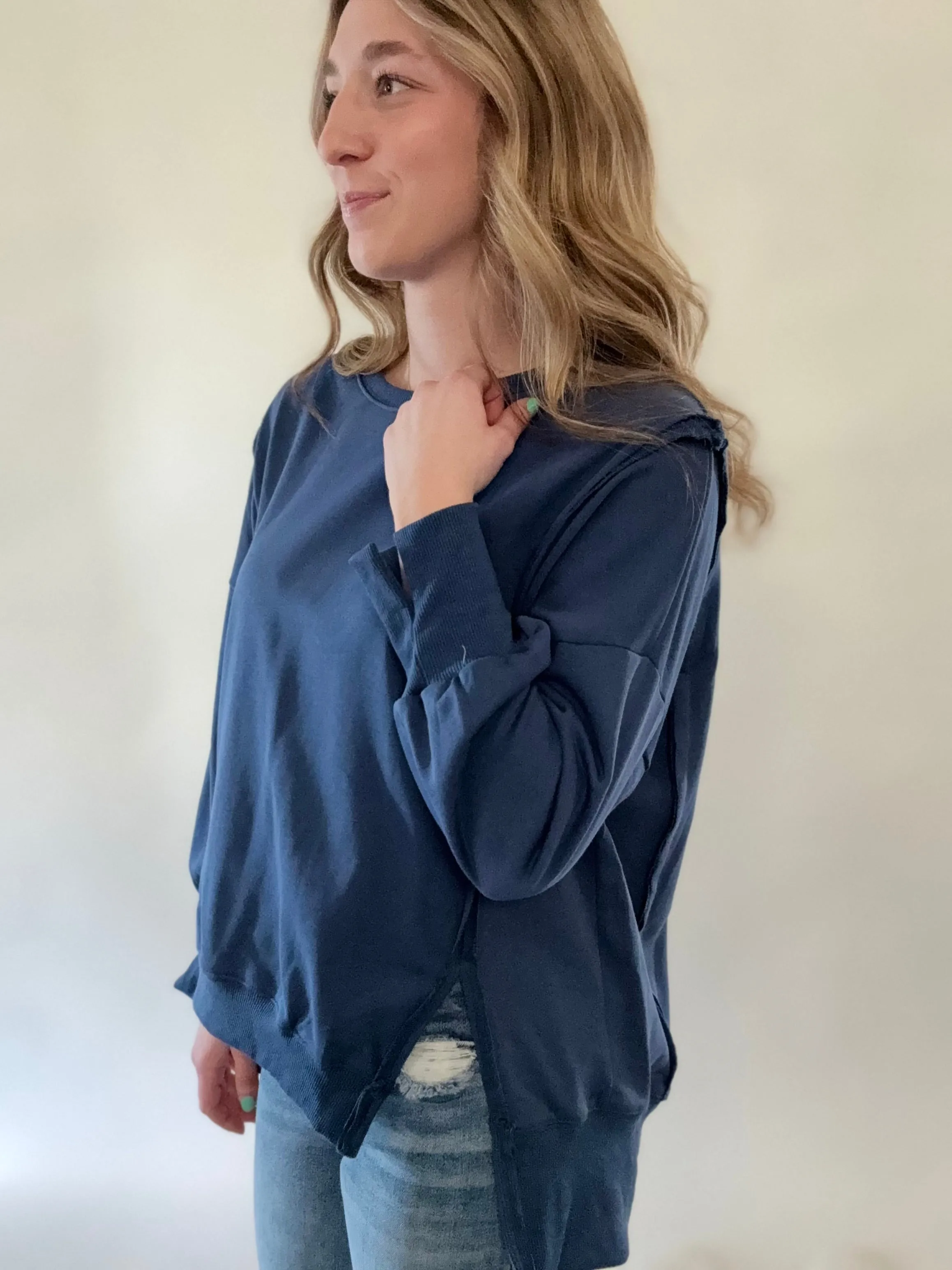 Oversized Crew with Trim Detail
