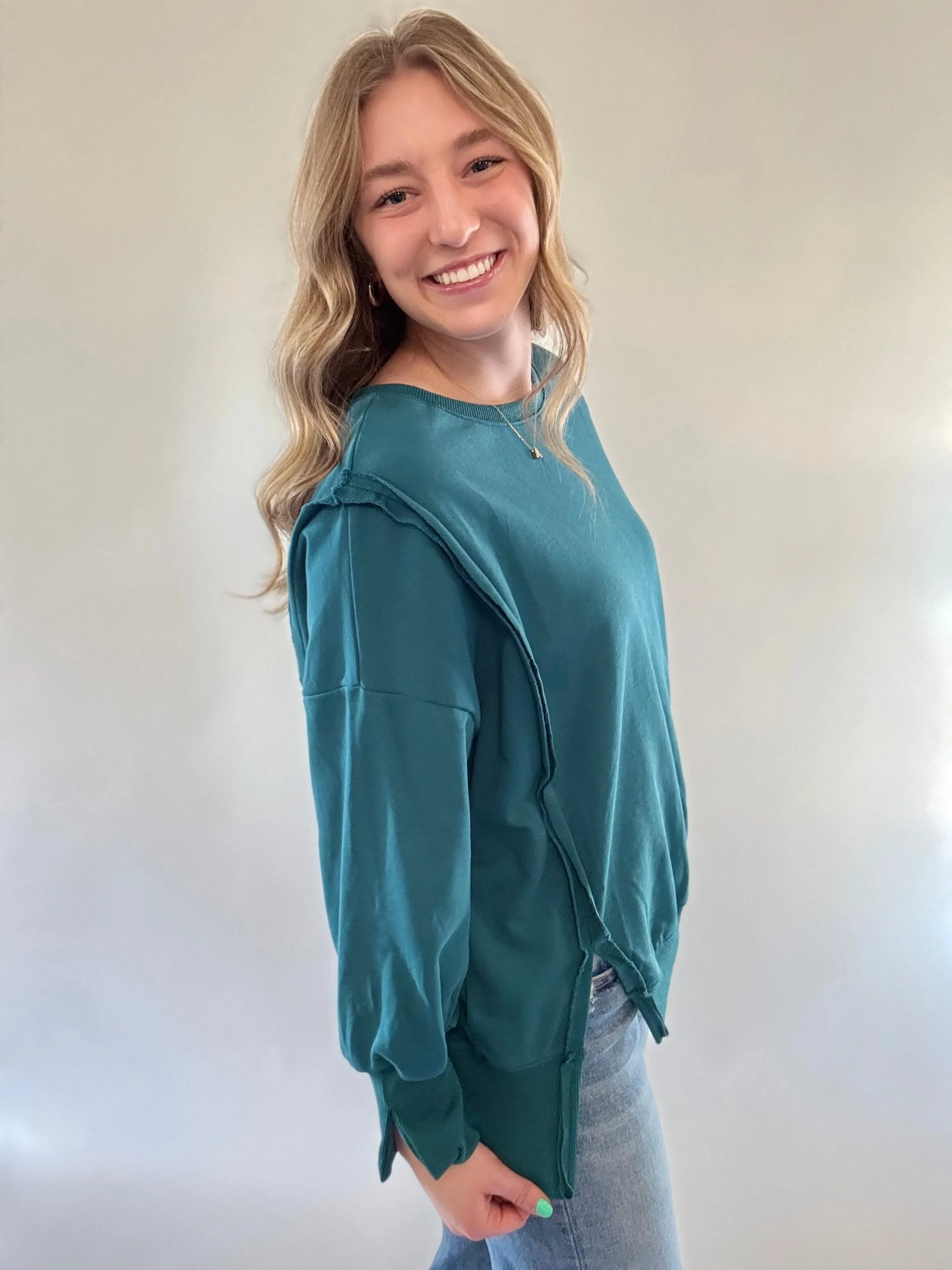 Oversized Crew with Trim Detail
