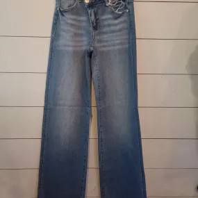 Risen Crossover Wide Leg Denim