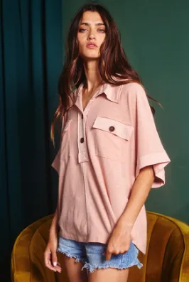 Salmon Knit Oversized Top