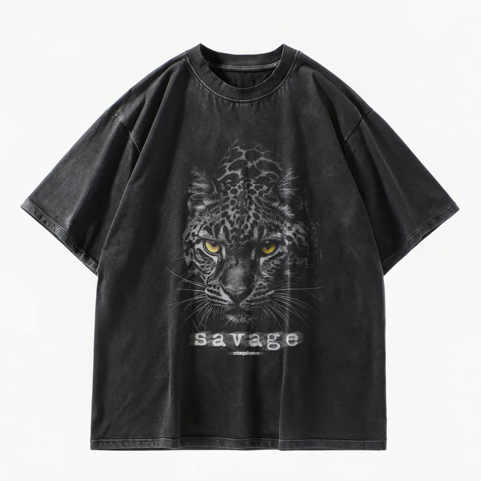 Savage Leopard Acid Wash Oversized T-Shirt