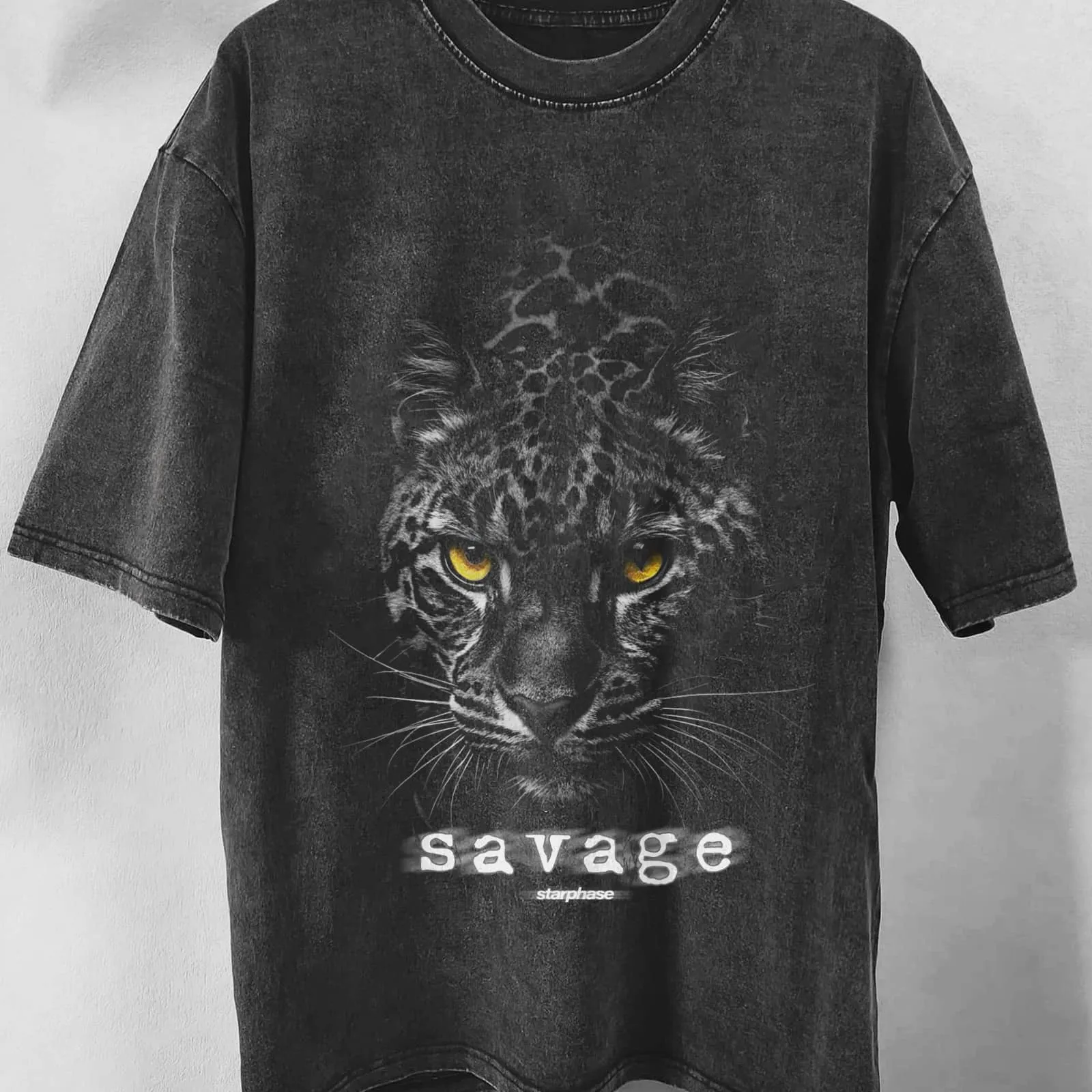 Savage Leopard Acid Wash Oversized T-Shirt