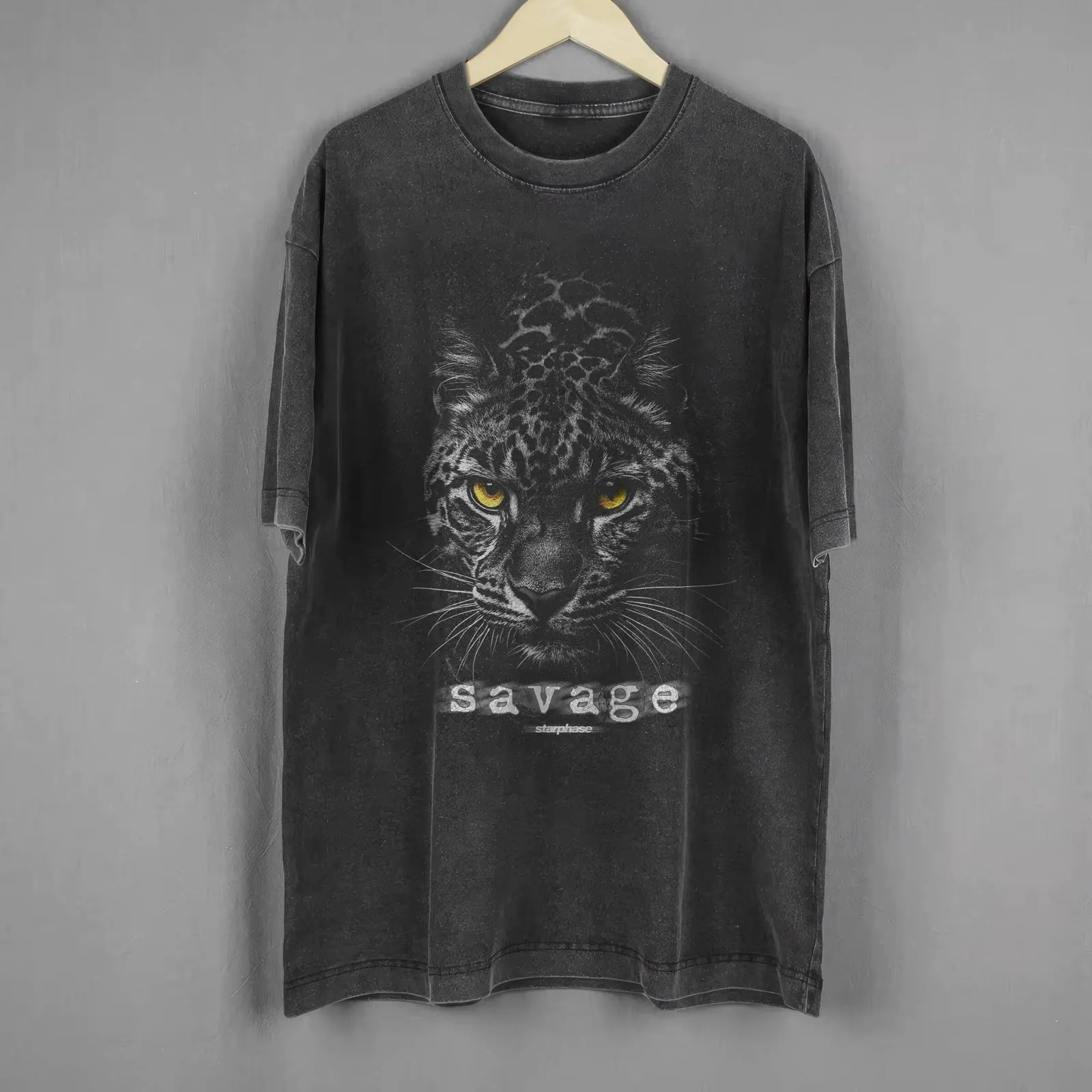 Savage Leopard Acid Wash Oversized T-Shirt
