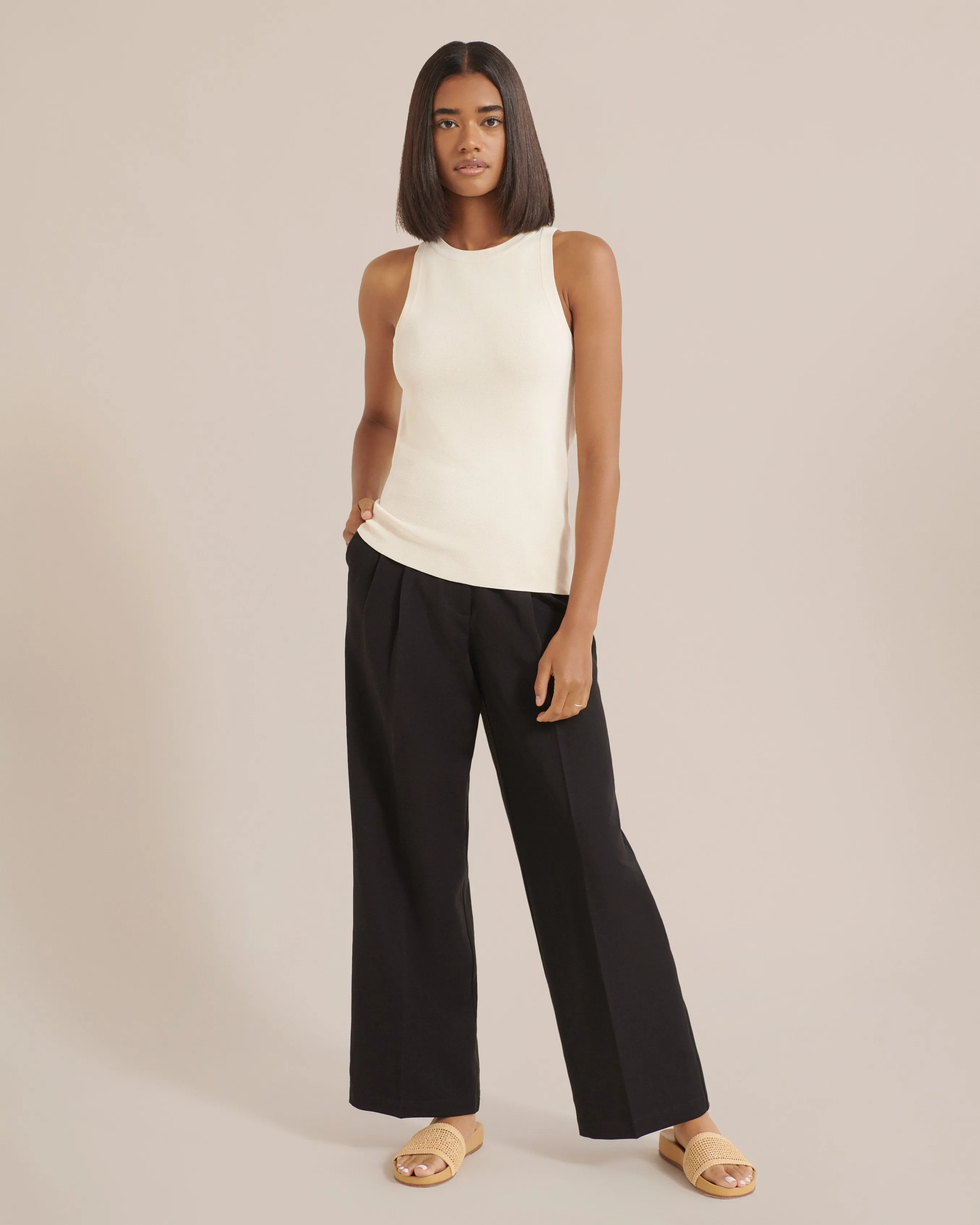 Shonda Wide-Leg Pleated Trousers