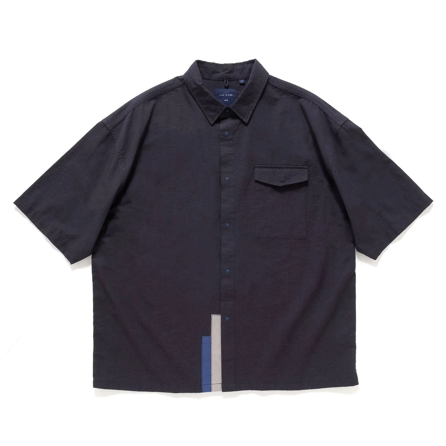 (ST447) Sleeve Patchwork Short Sleeve Shirt