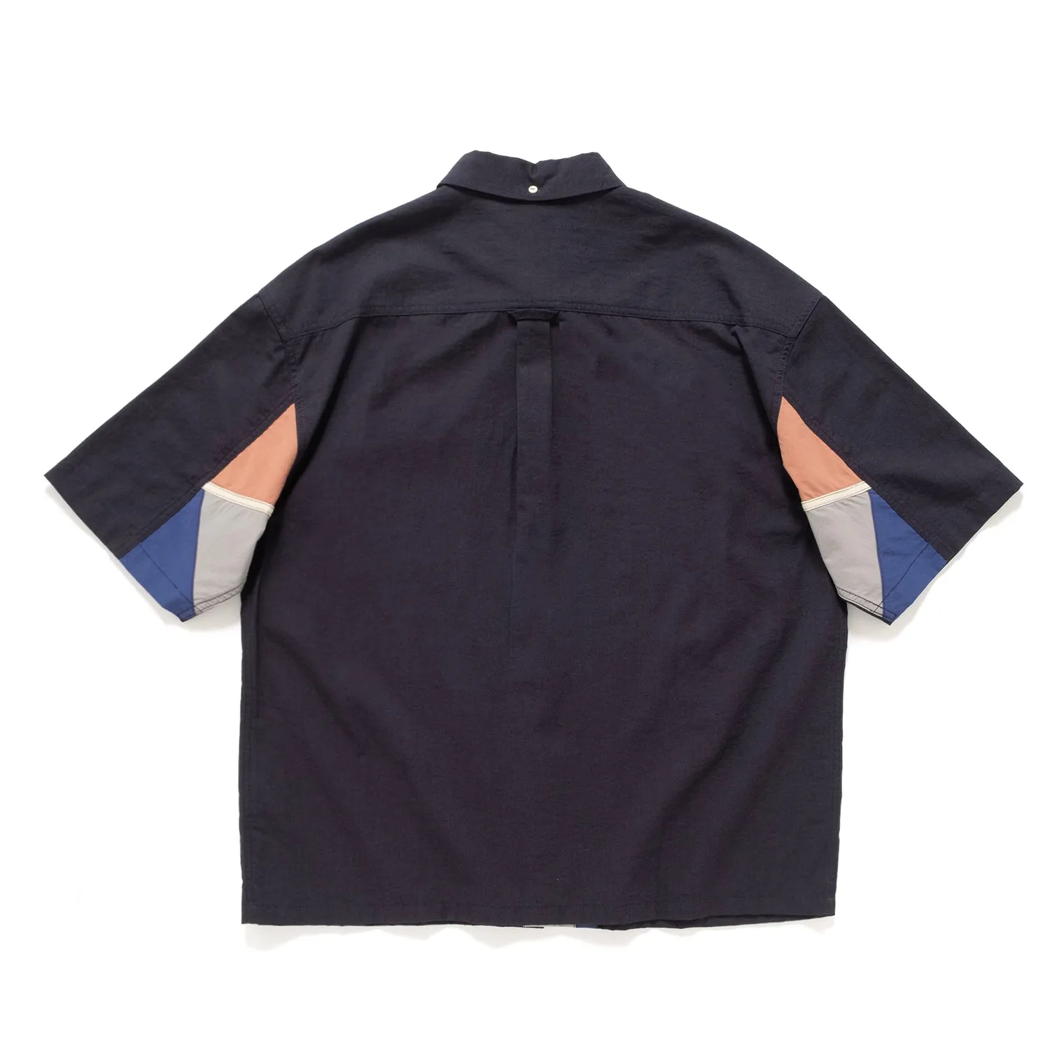 (ST447) Sleeve Patchwork Short Sleeve Shirt