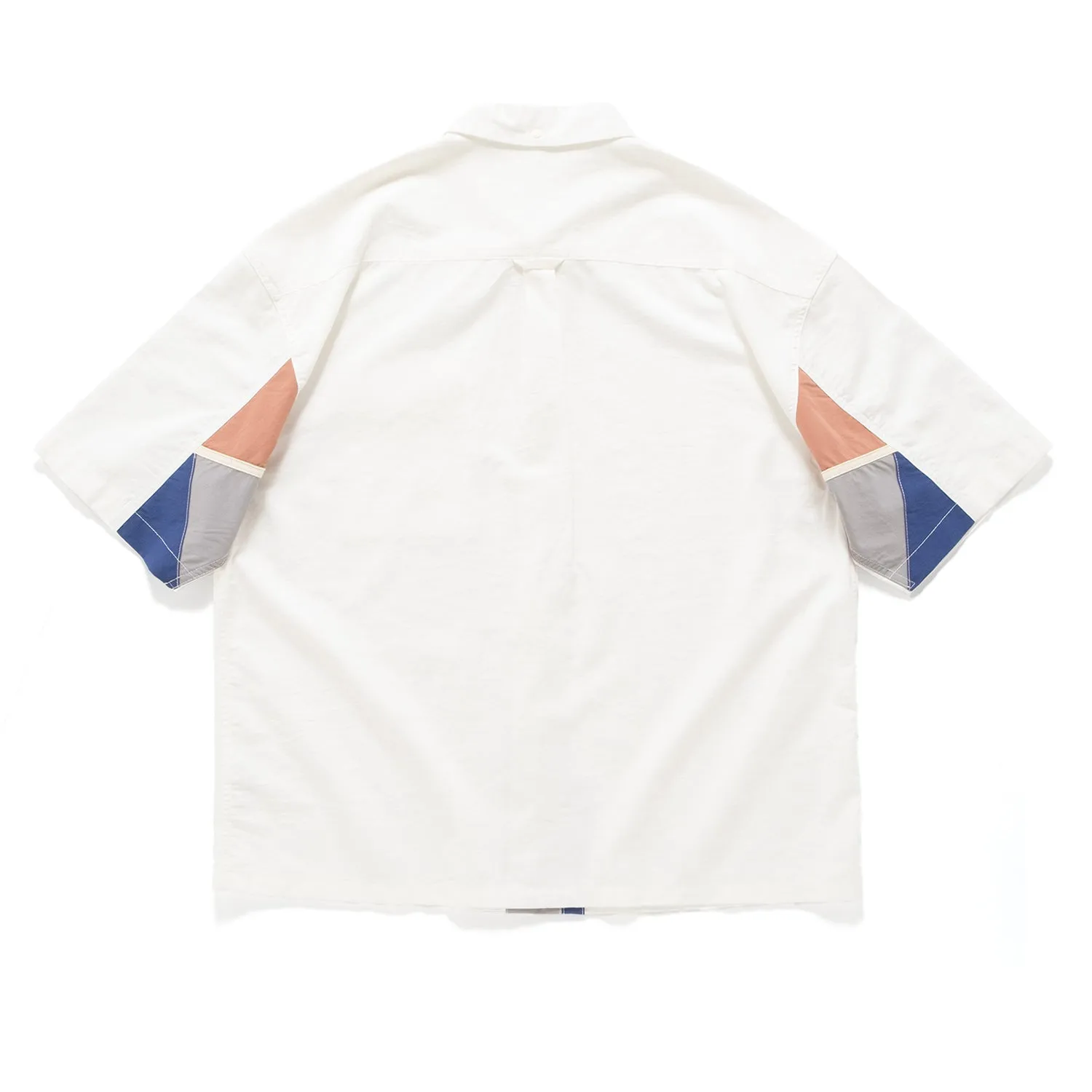 (ST447) Sleeve Patchwork Short Sleeve Shirt
